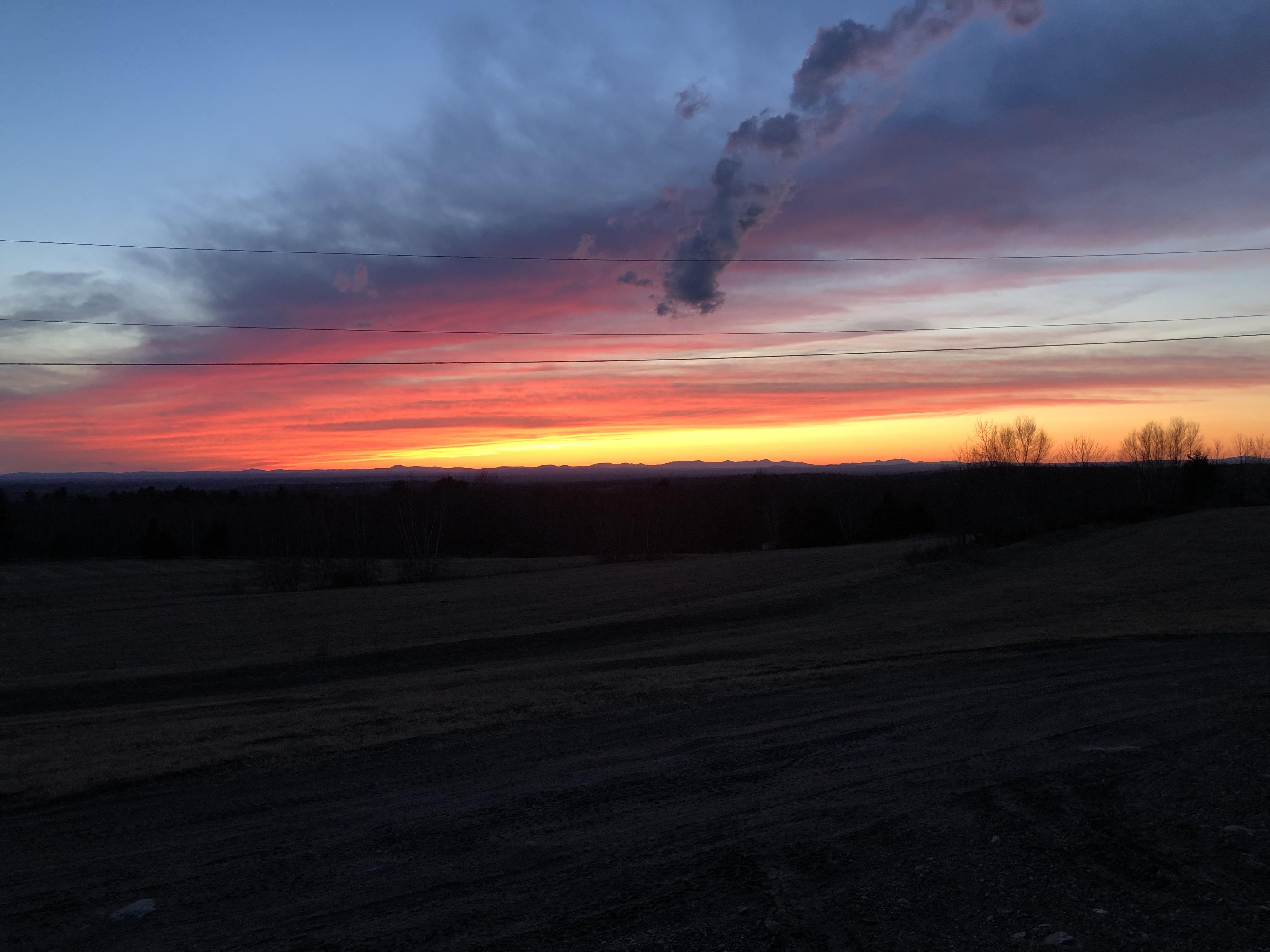 Last night’s sunset from Thorndike r/Maine