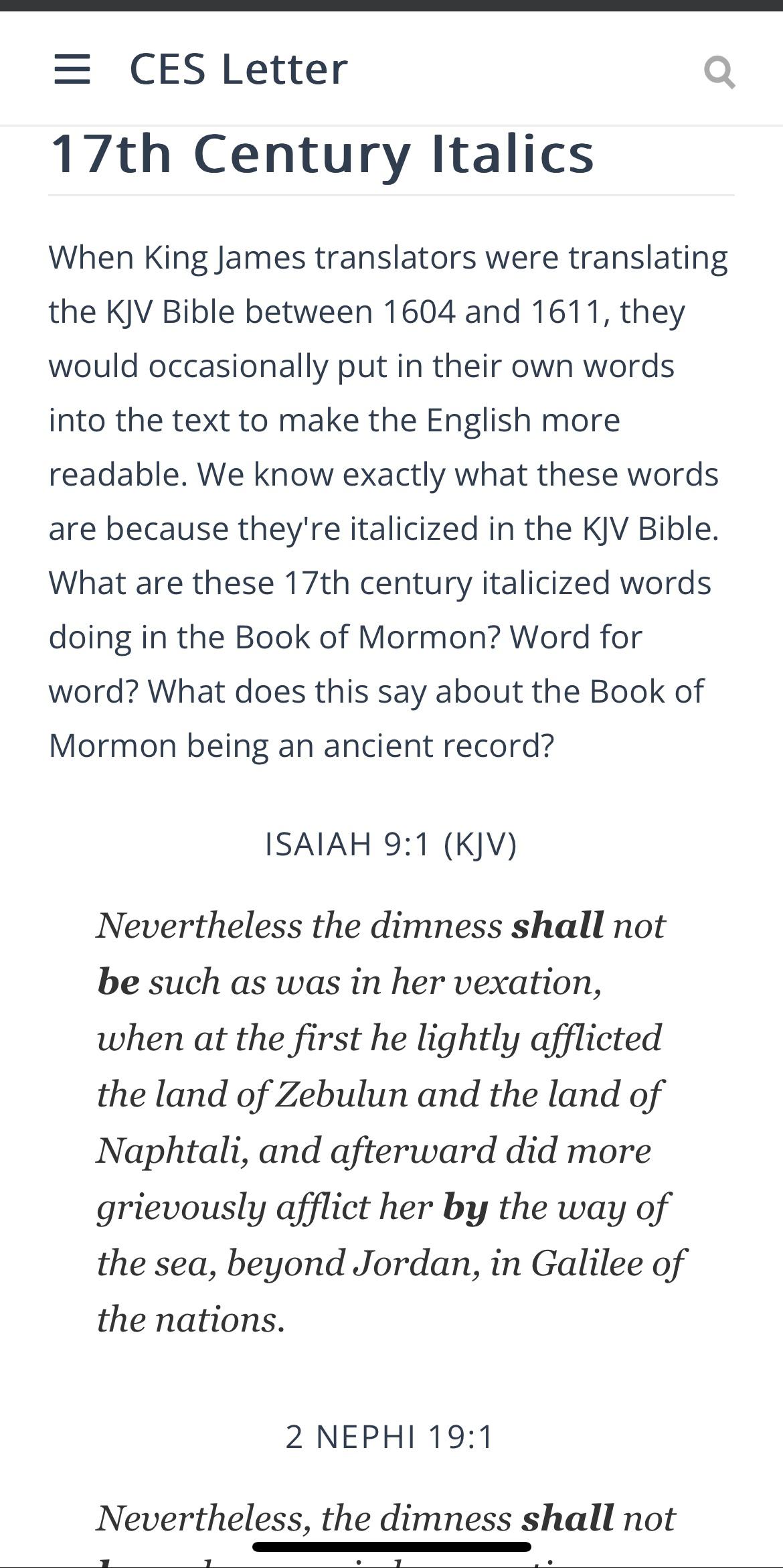 One of the most damning evidences against the BOM are the italicized