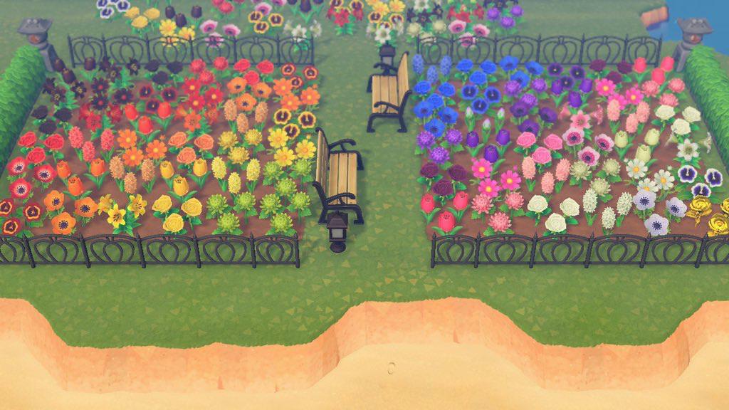 My rainbow garden is complete! r/AnimalCrossing