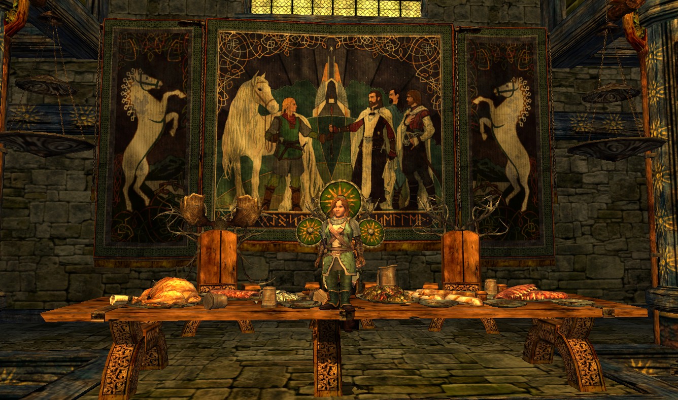 I love how every Mead Hall in Rohan is different also found some food for my hobbit burglar