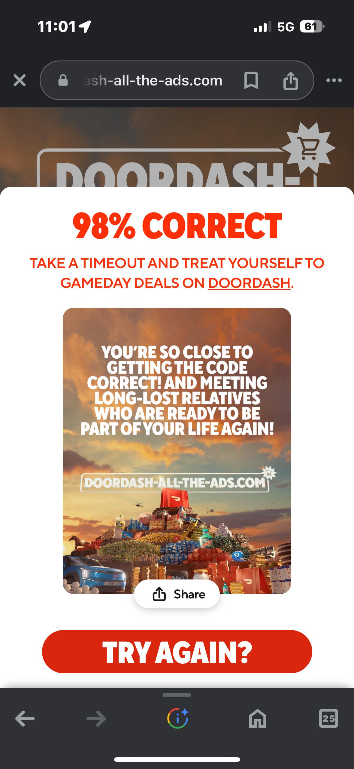 Has anyone been able to get the DoorDash Promo Code from the super bowl