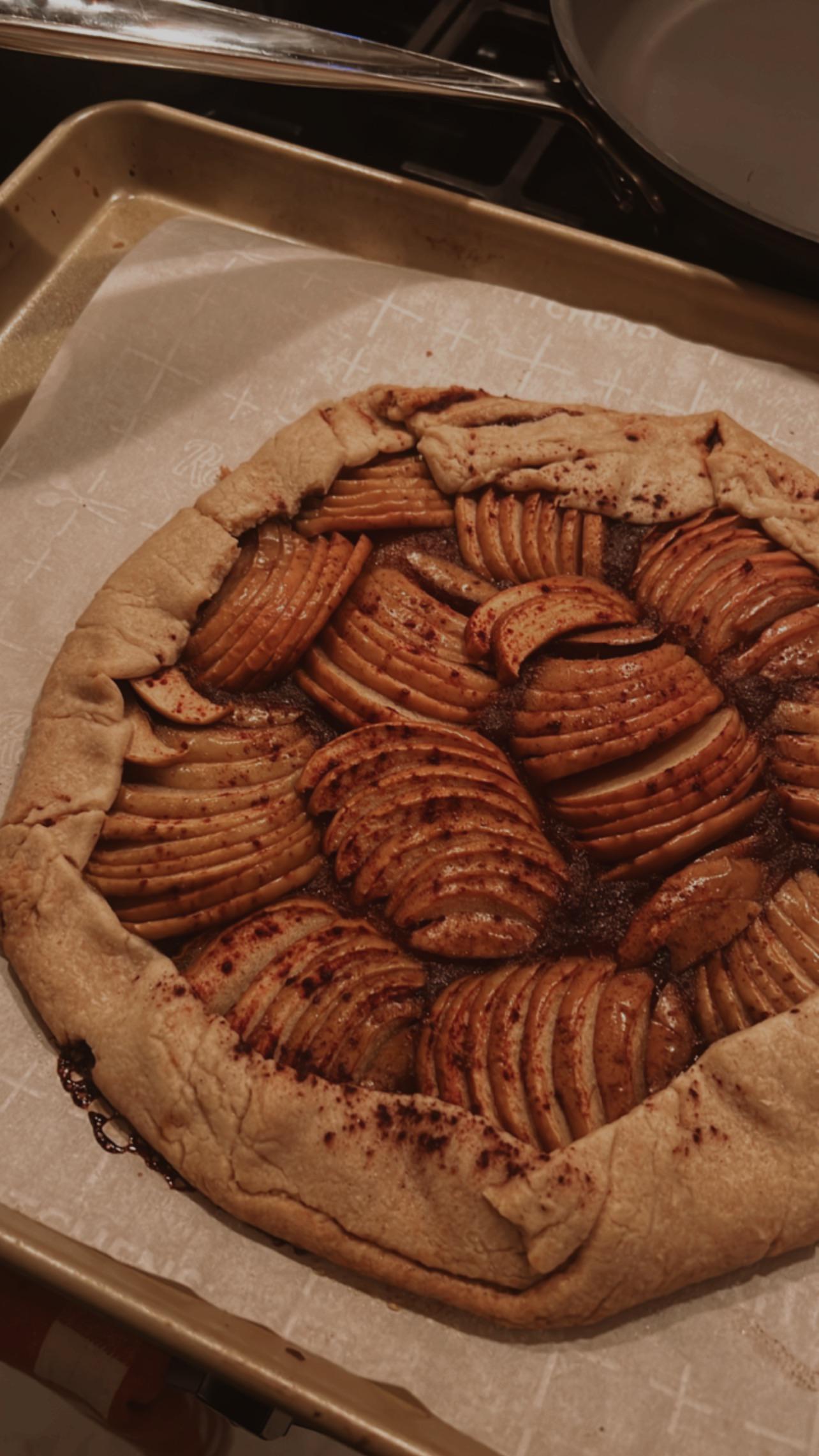 Super easy recipe using a leftover pie crust. I covered it with apple