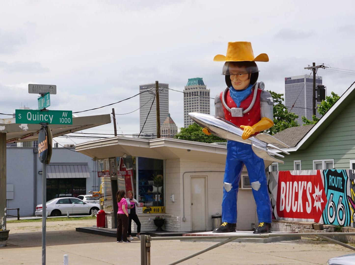 The new Buck Atom's Muffler Man statue has been installed on 11th
