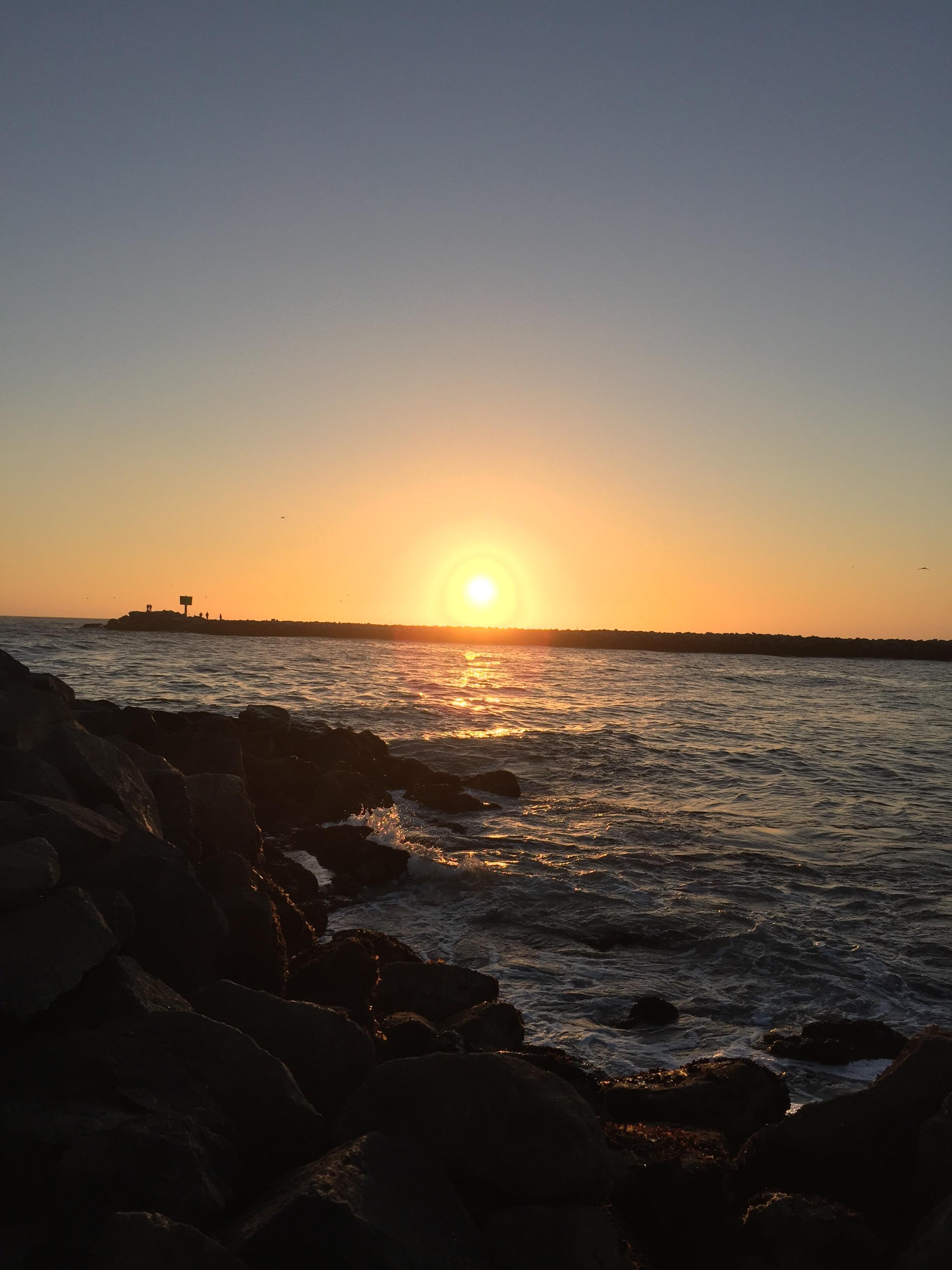 Watching the sunset and fishing out in Moss Landing yesterday. r