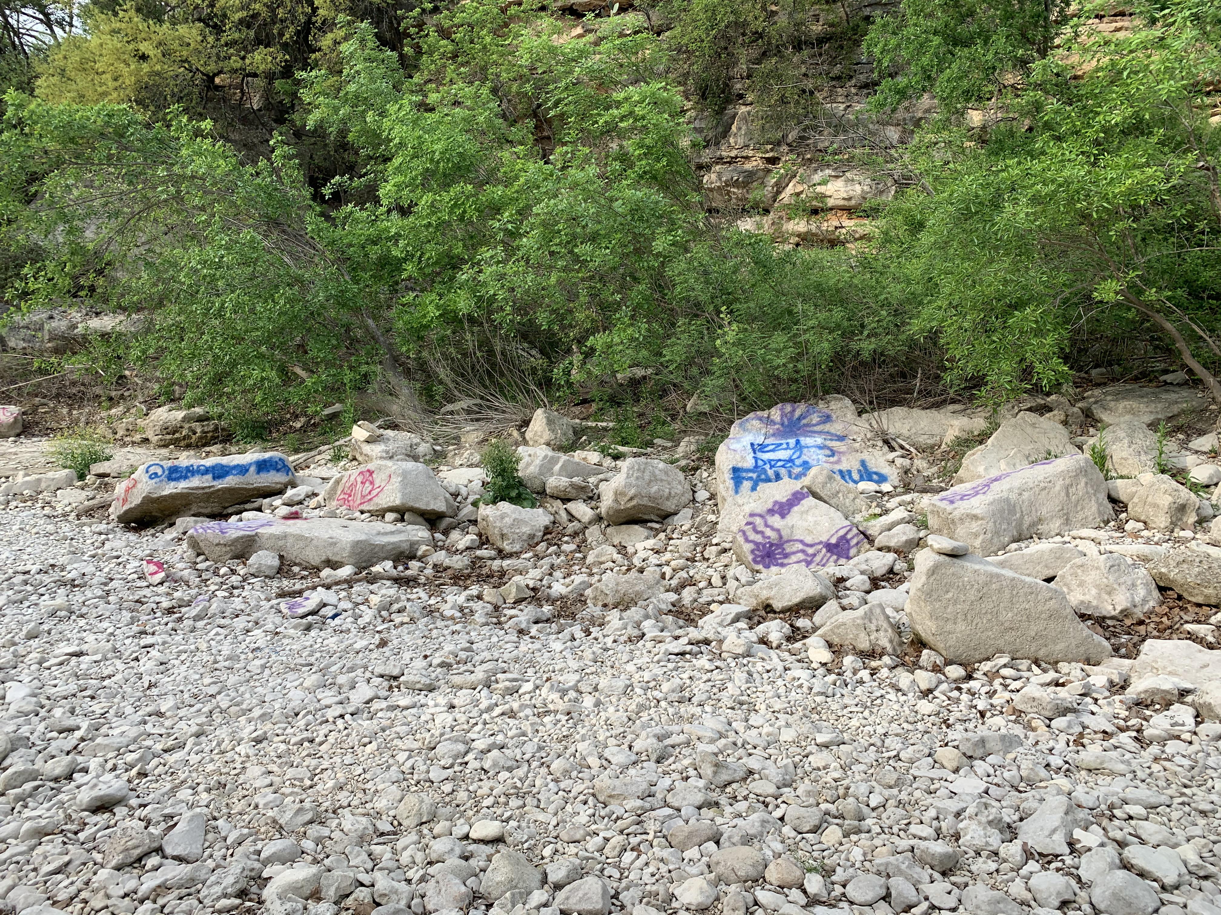 When people spray paint rocks on scenic hikes.... r/trashy