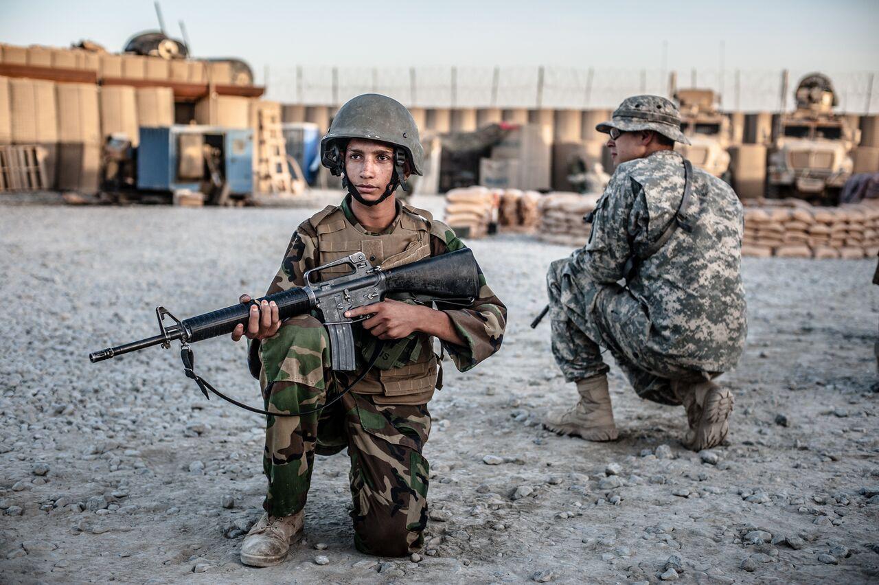 Young Afghan National Army soldier receives combat training at Combat