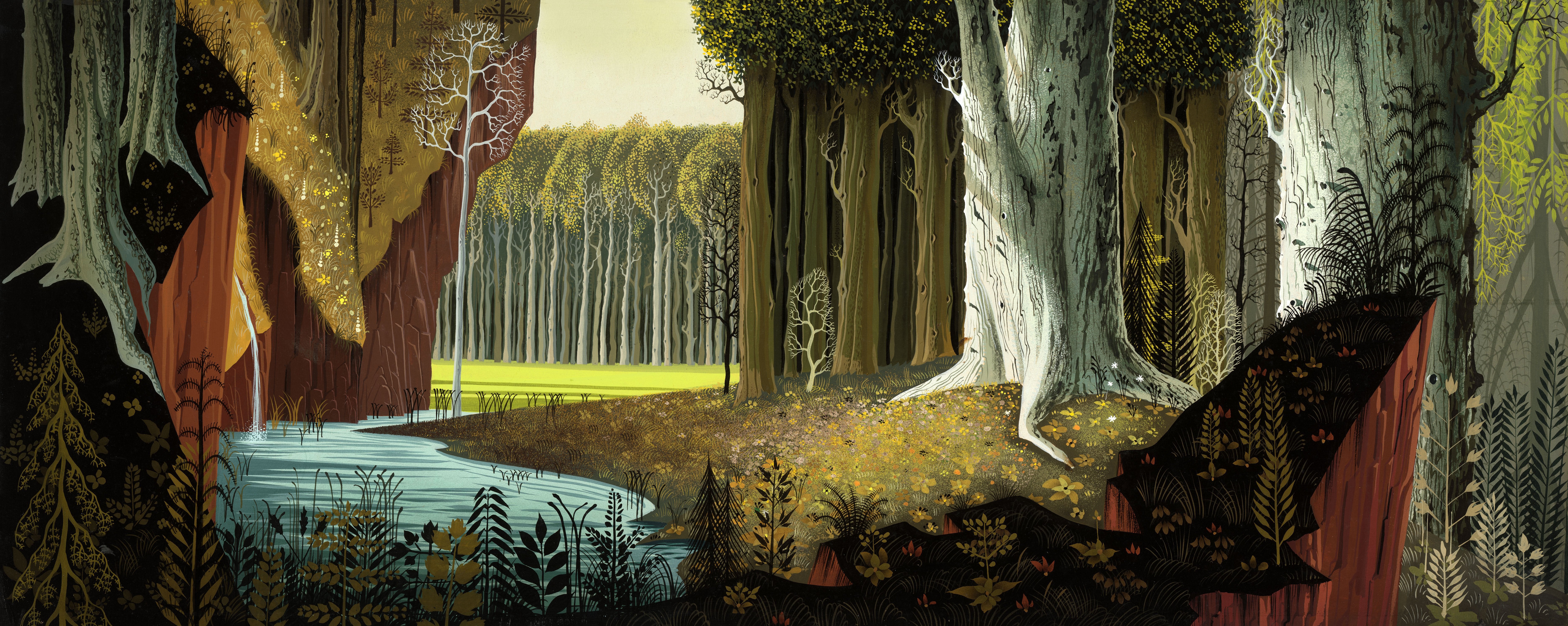 Sleeping Beauty concept art, Eyvind Earle, 1950s [7500 × 2994] The best designs and art from