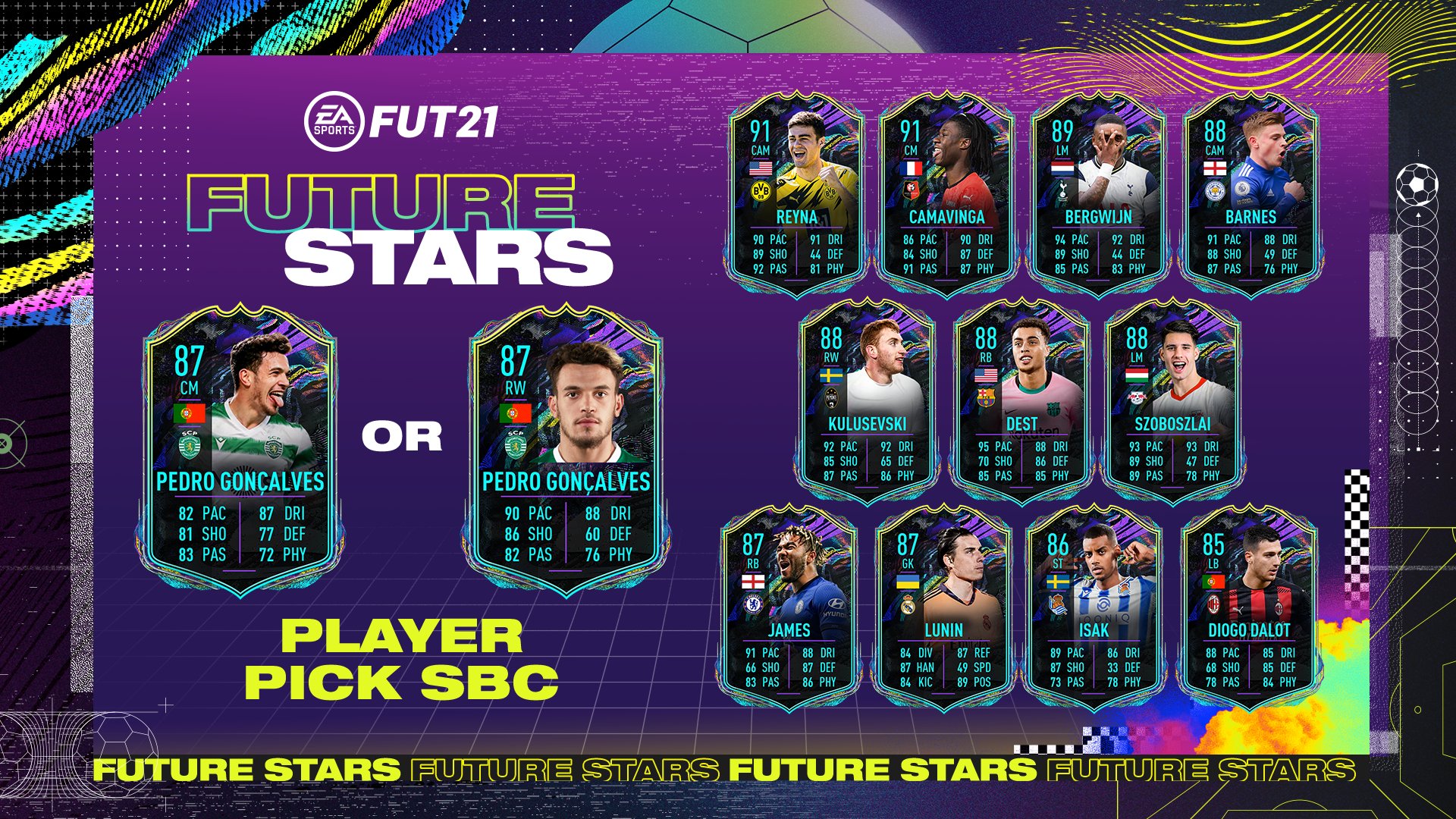 Pedro Gonçalves distinguido no jogo FIFA 21 com uma carta de Futura Estrela do Futebol. Parabéns