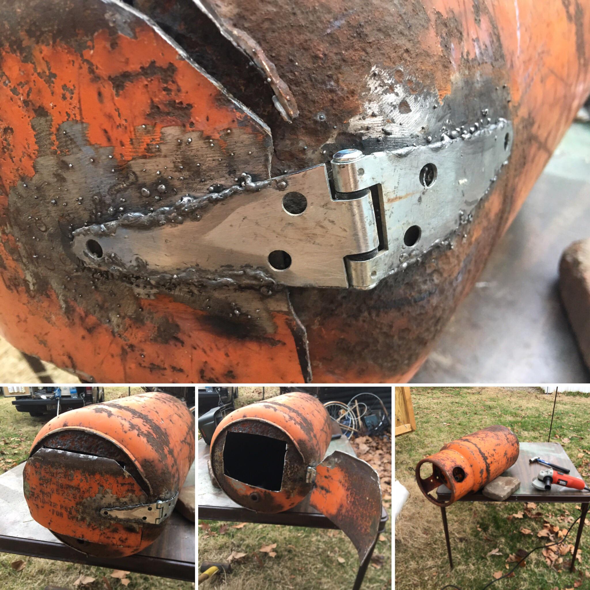 Did my first weld/welding project tonight! I some old propane tanks and