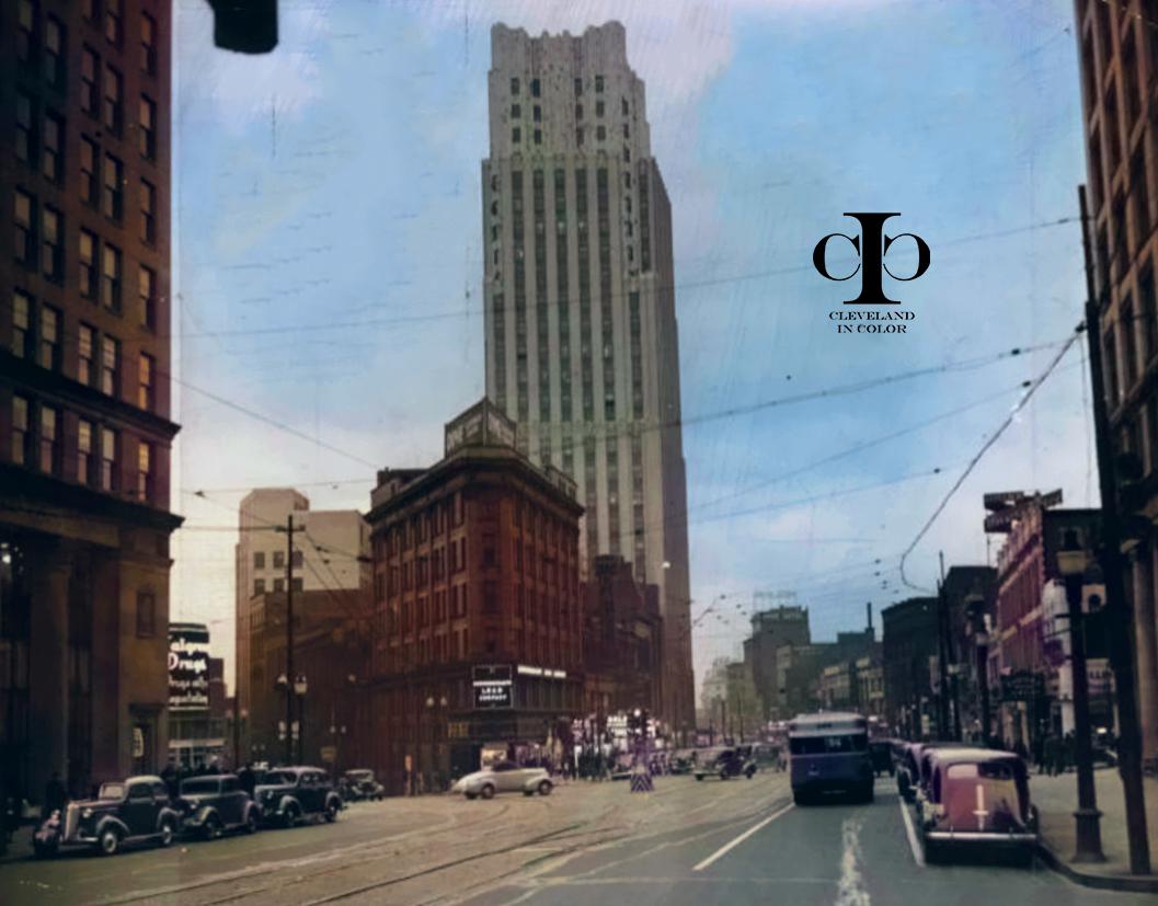 Colorized photo of South Main Street Akron, OH 1938 r/akron