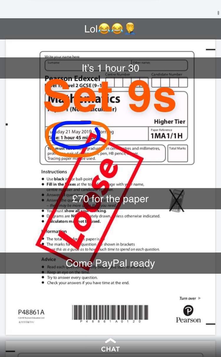 Does anyone know if the paper for Edexcel GCSE maths P1 has been leaked