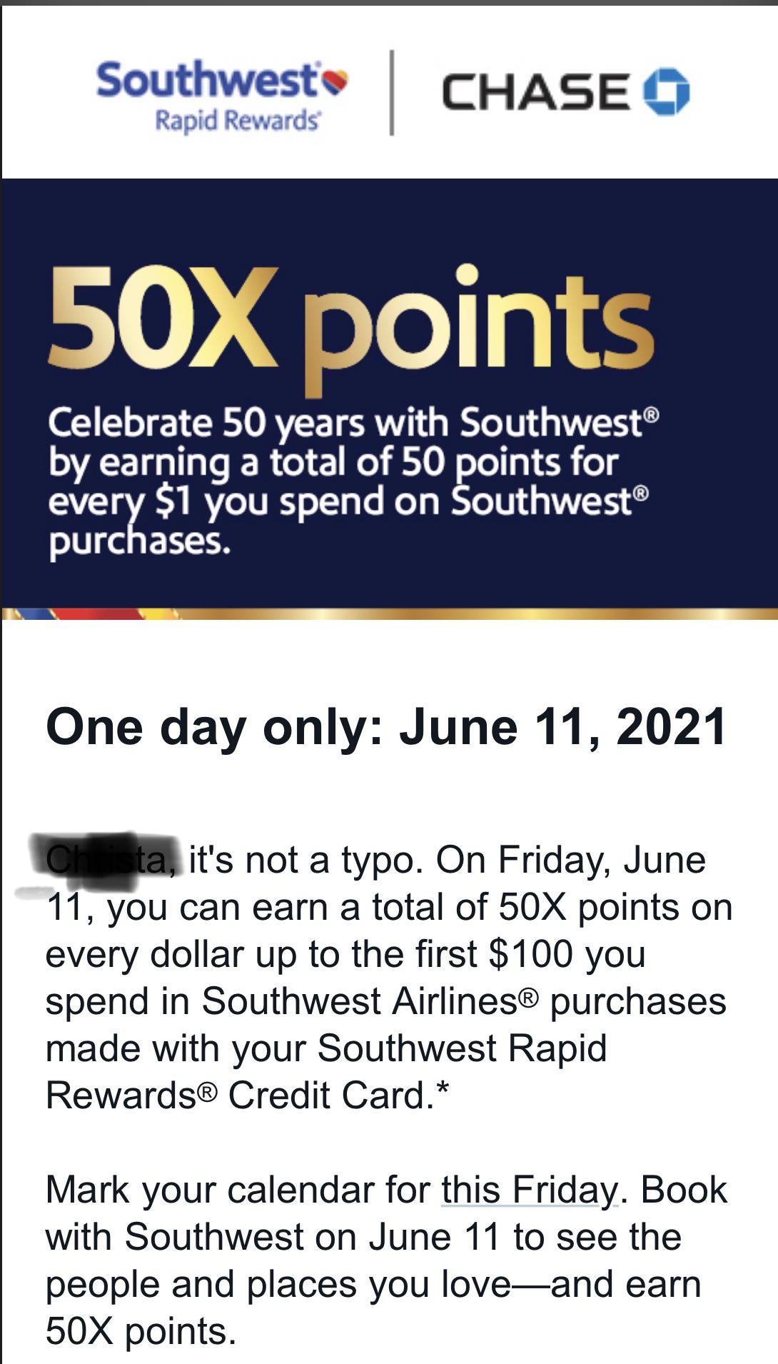 Another credit card promo r/SouthwestAirlines