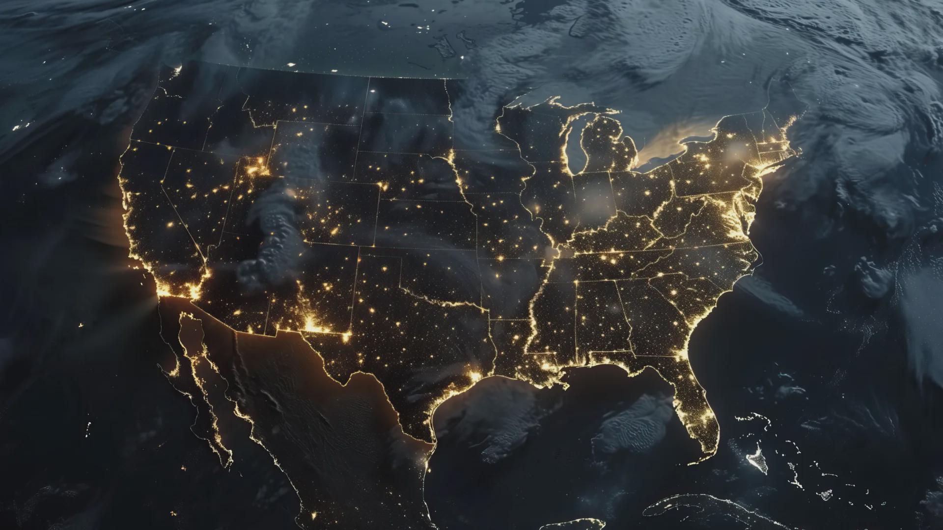 USA Night Lights Satellite View [1920×1080] Images