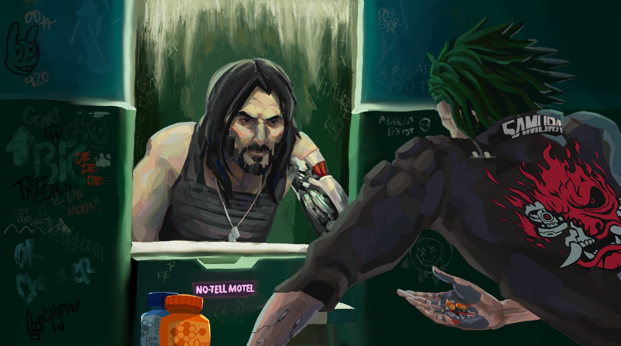 Made Johnny and V fan art. r/cyberpunkgame