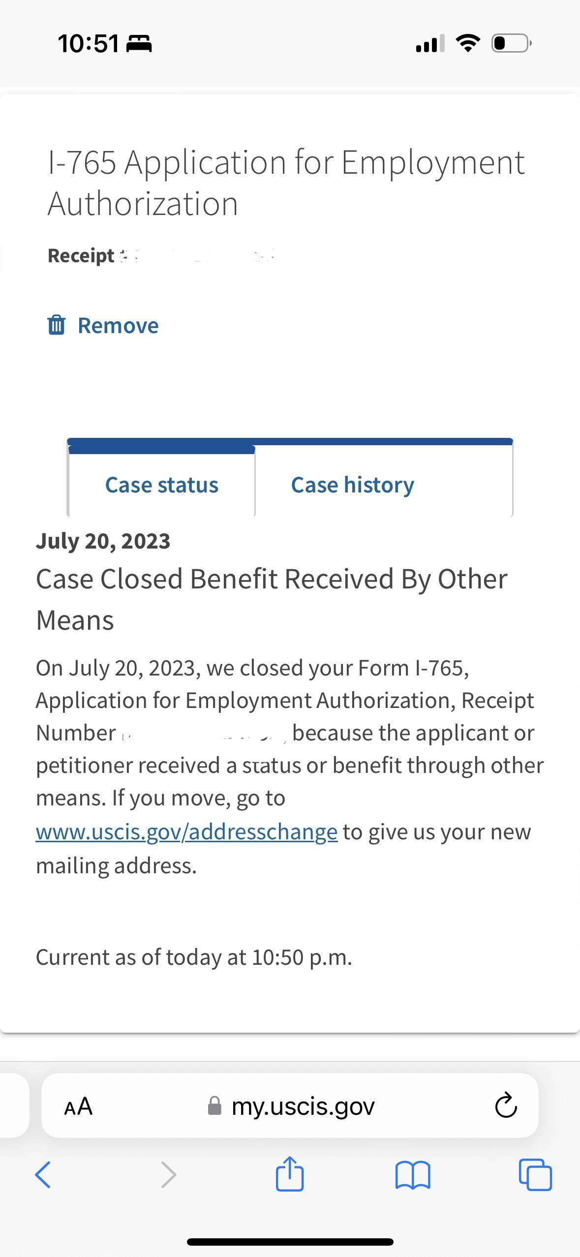 I765 benefit received by other means r/USCIS