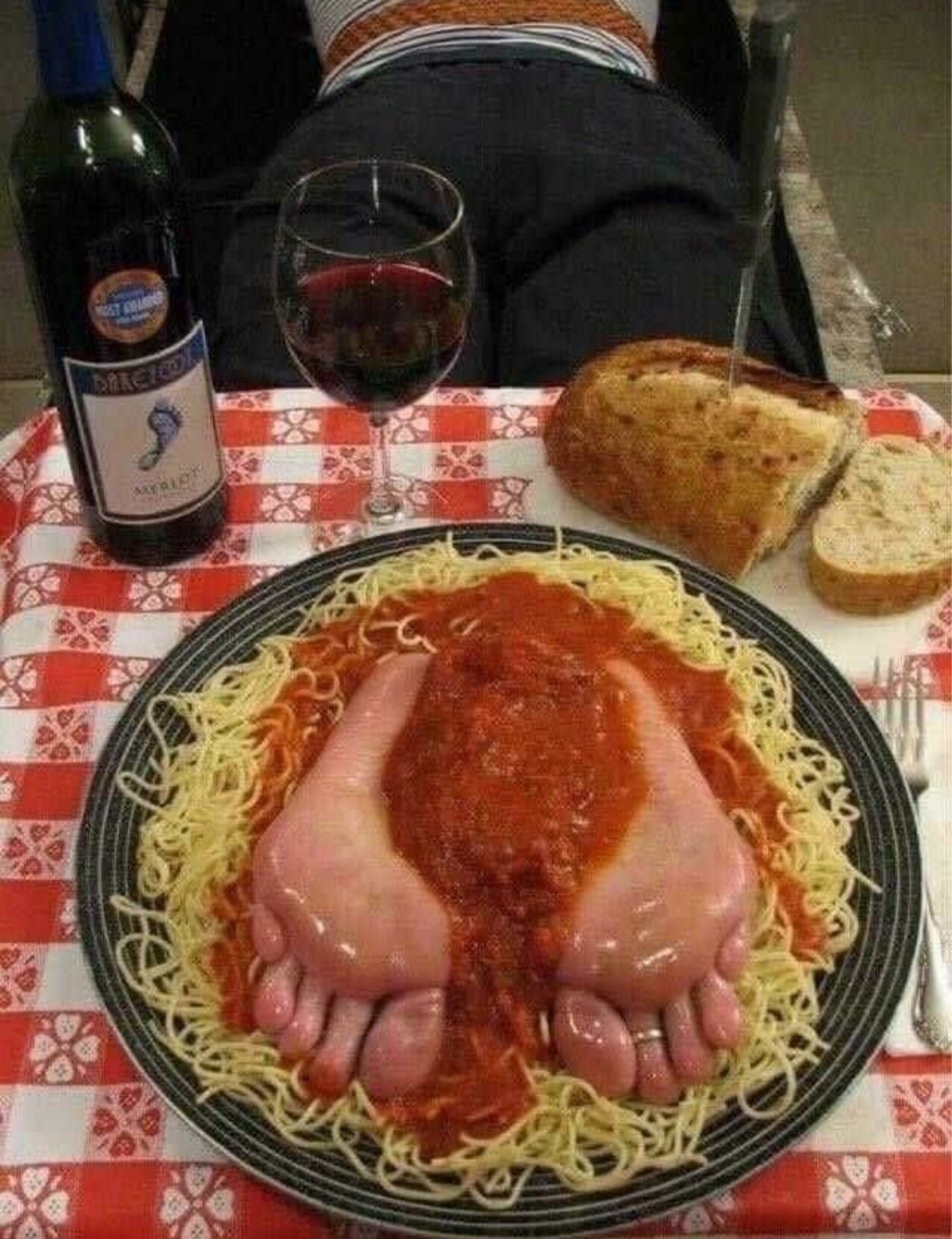 Spaghetti with feetballs cursedfood