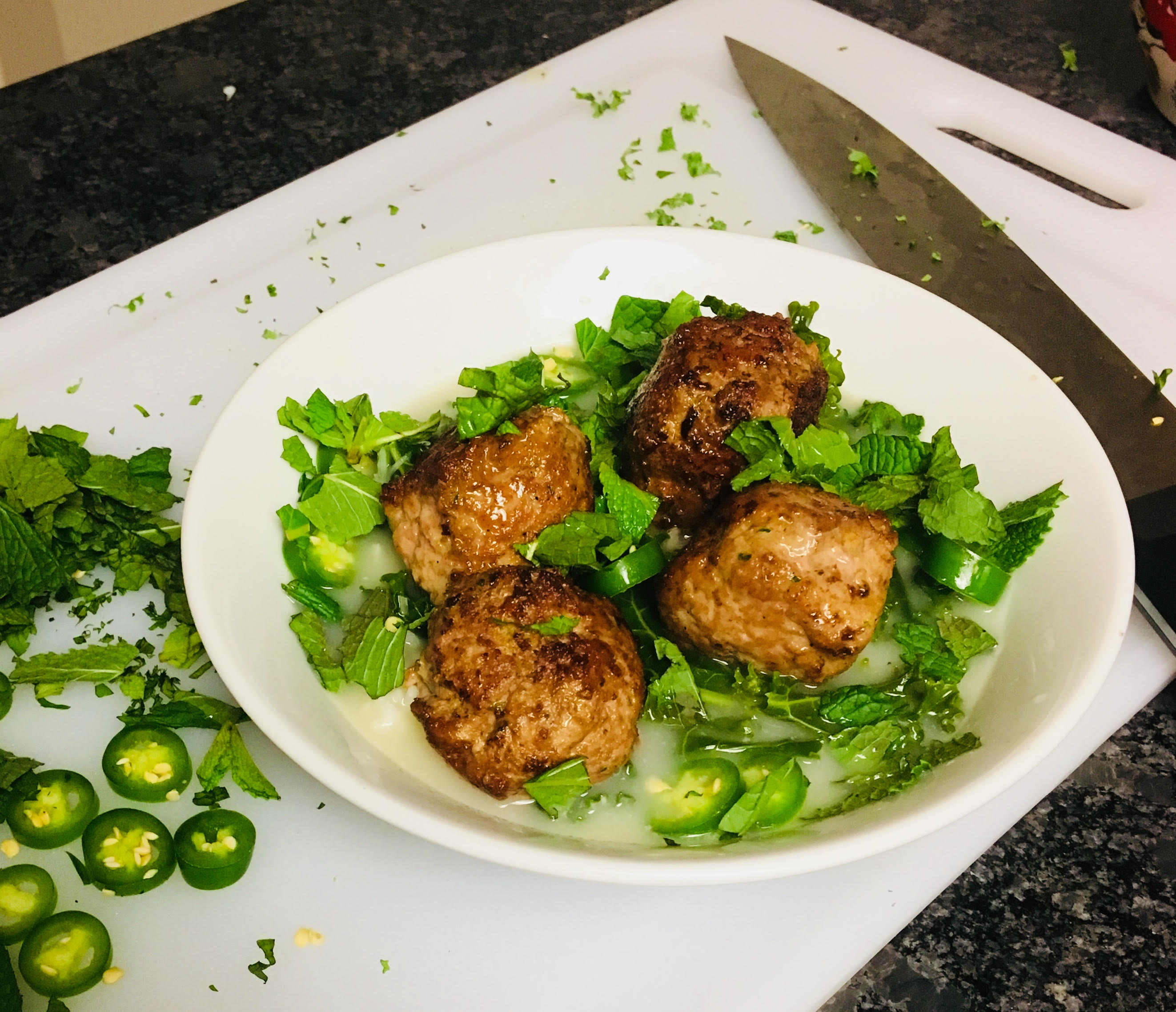 Week 8 Stocks and Broths Turkey Meatballs w/ Lemongrass Broth r
