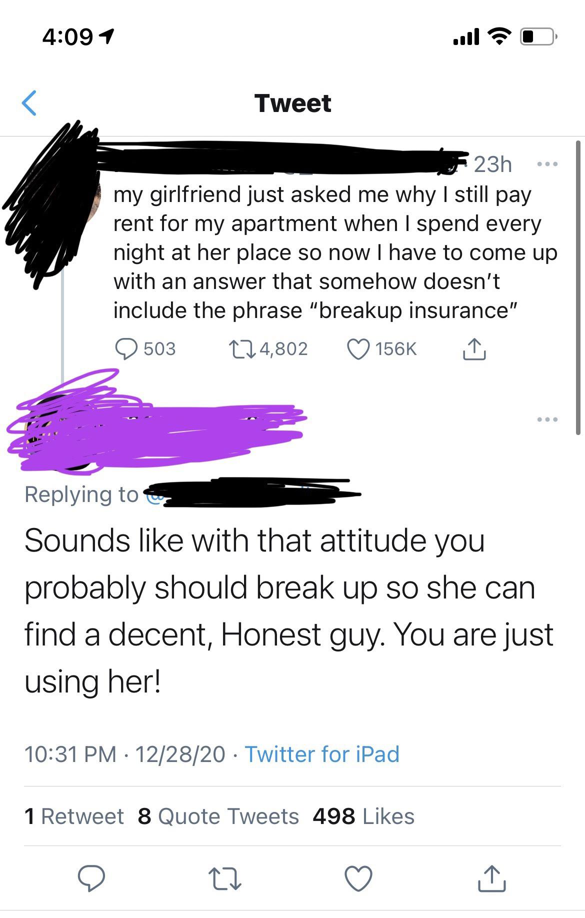 Because having your own place to stay means you’re not decent and