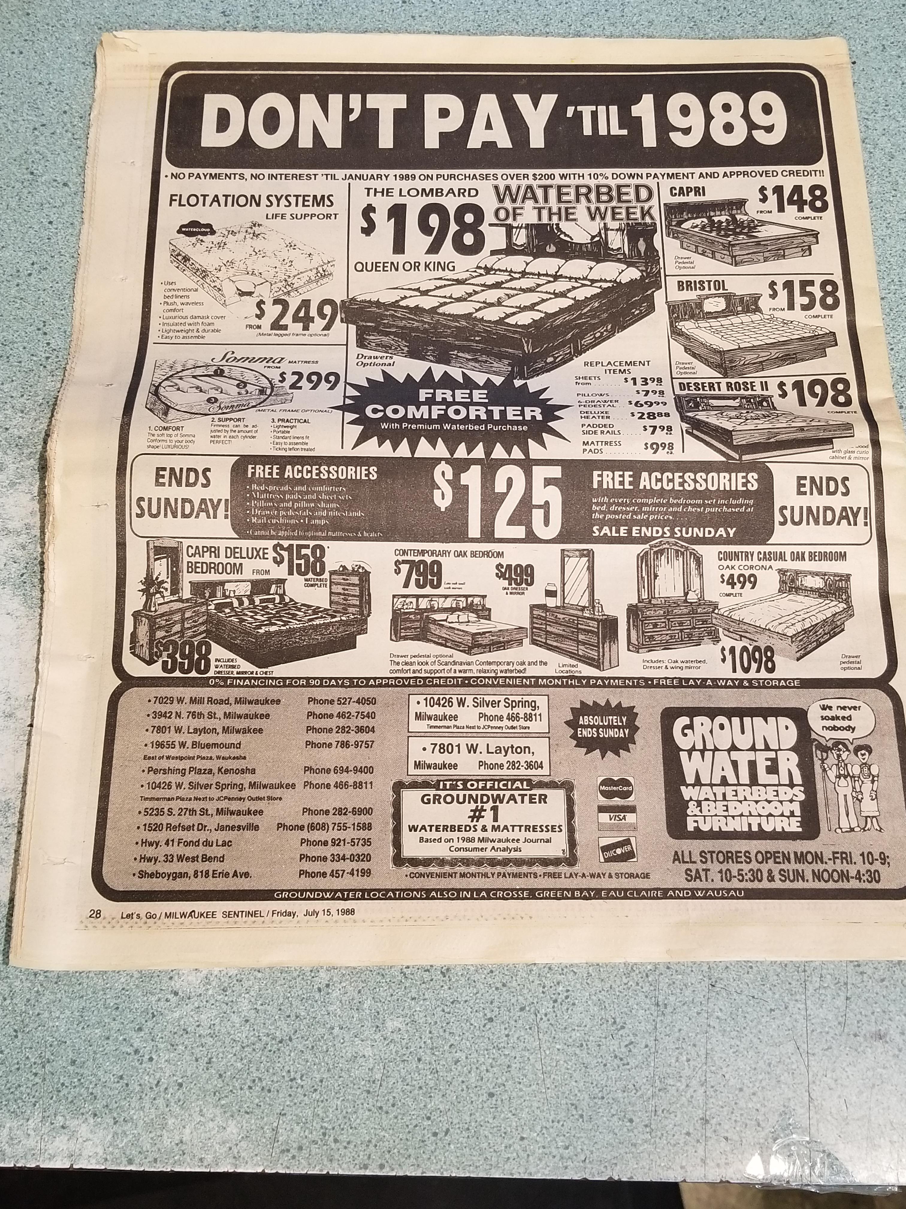 Who remembers Ground Water waterbeds? They had like 11 stores in SE