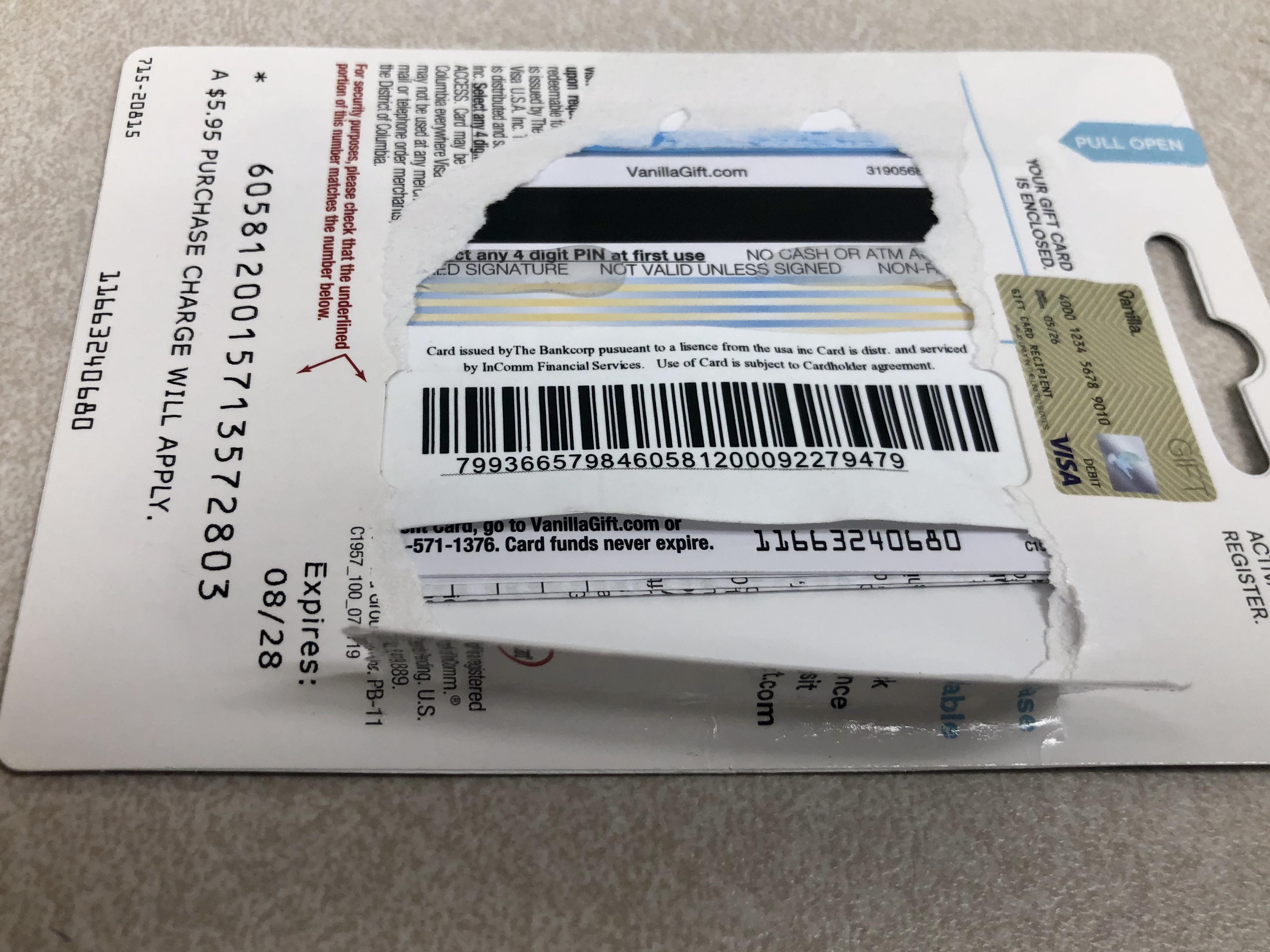 Just wanted to show you a fraudulent visa vanilla card. It was the