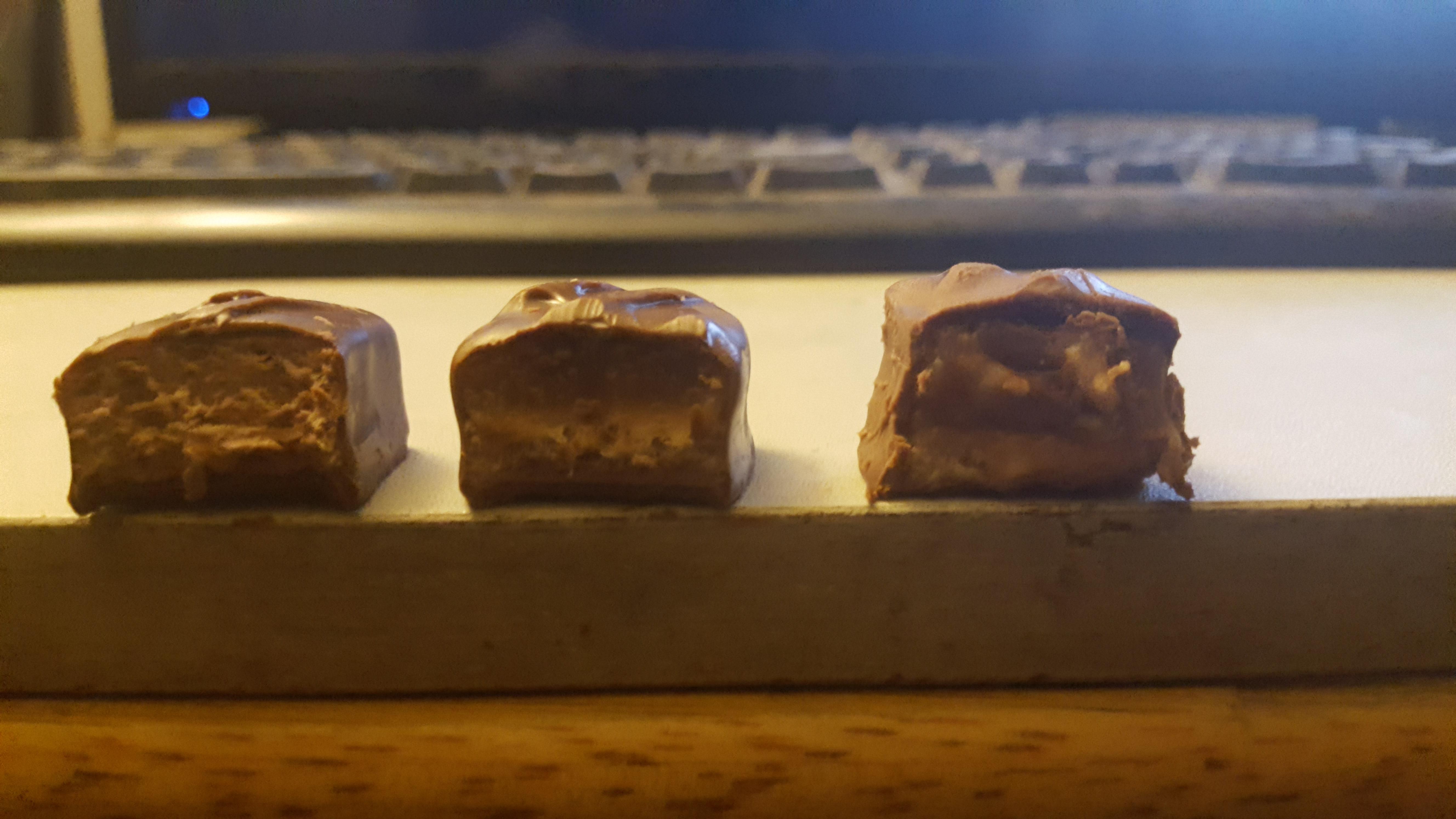 A "Milky Way" is a "3 Musketeers" with caramel, and a "Snickers" is a