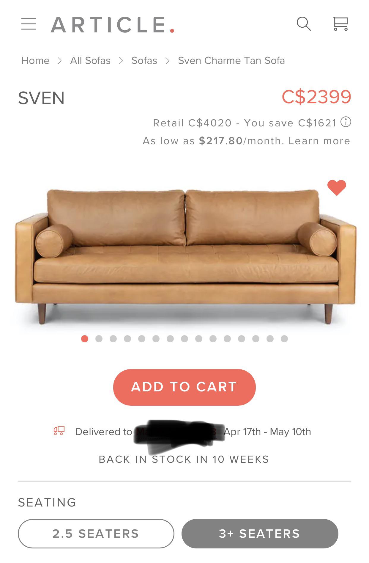 Trying to find a leather sofa similar to this... are there any that are reputable that ship in