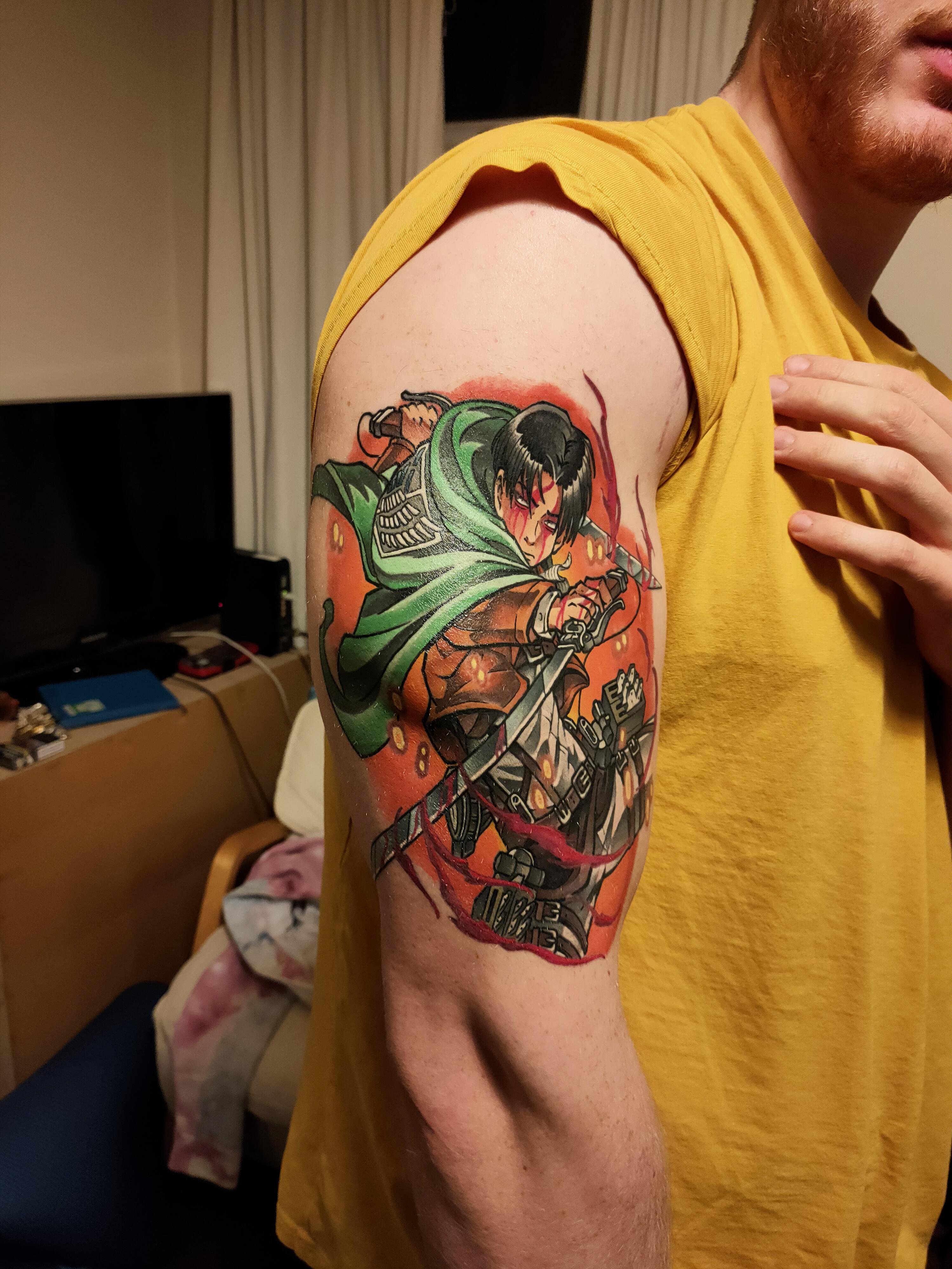 Levi Ackerman Tattoo Fully Healed by Ashleynewtontattoo Lincoln UK