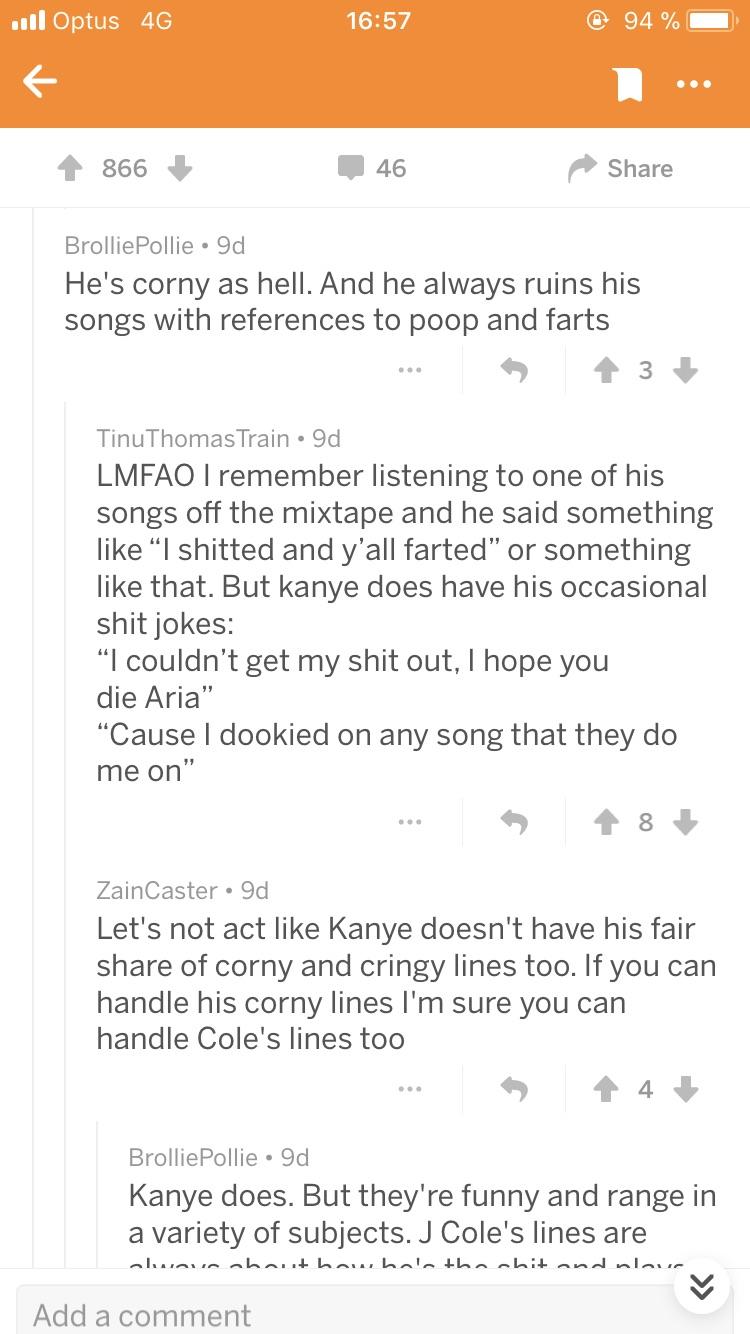 r/Kanye dissing Cole for using «poop» references. Kanye literally just