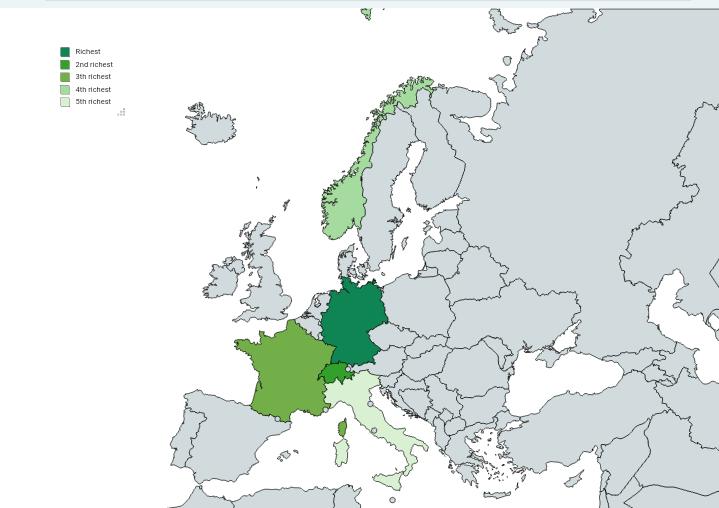 Top 5 richest European countries MapPorn