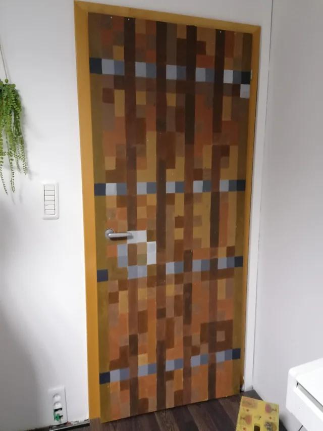 Irl Spruce Minecraft door. Made by u/Tiny_Chip813 r/woahdude