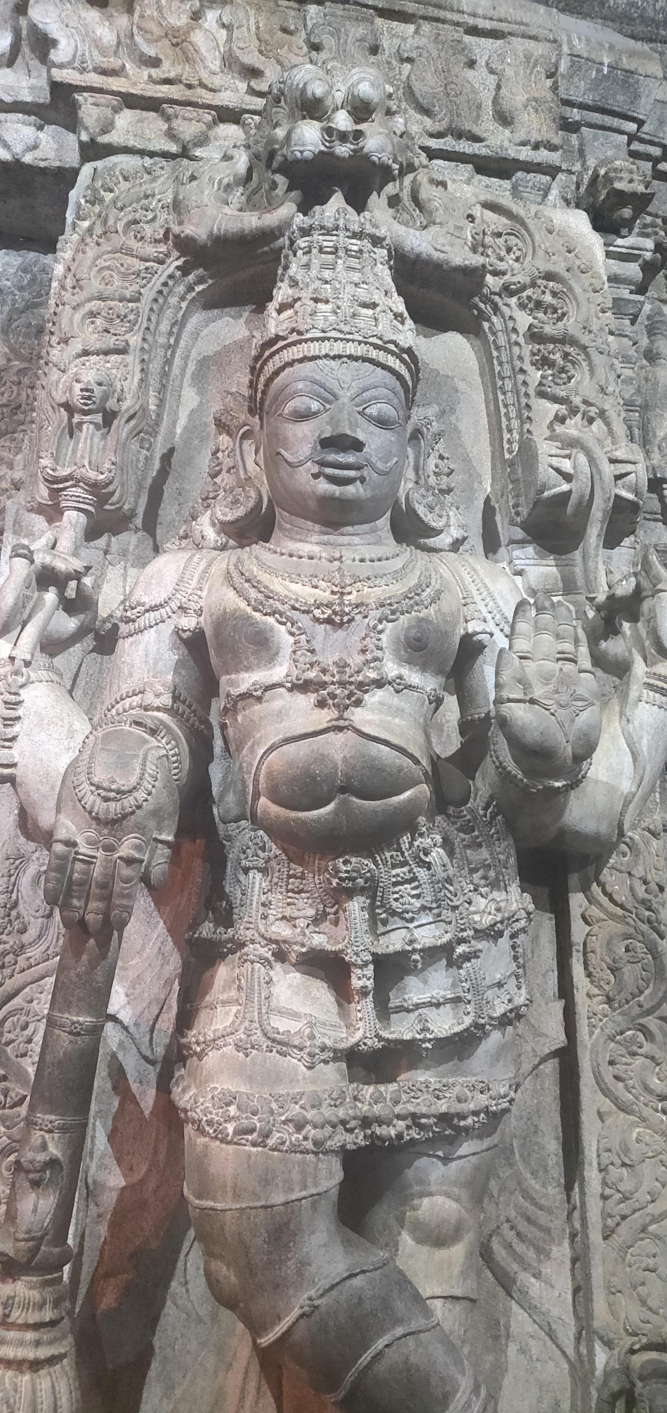 Nandi mahakala, a single stone sculpture in Talakadu, Karnataka. r
