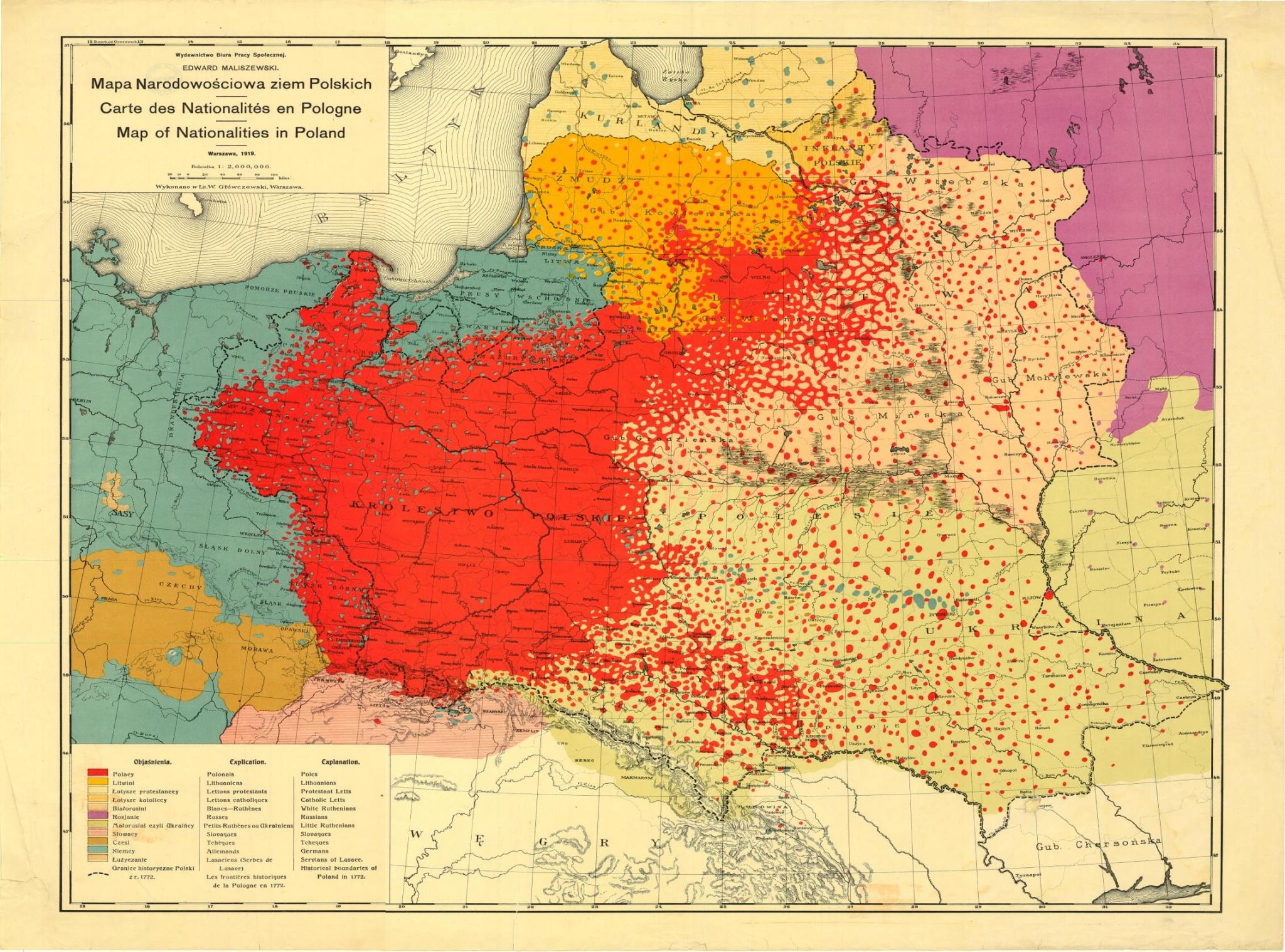 Ethnographic map of Poland, 1918 r/MapPorn