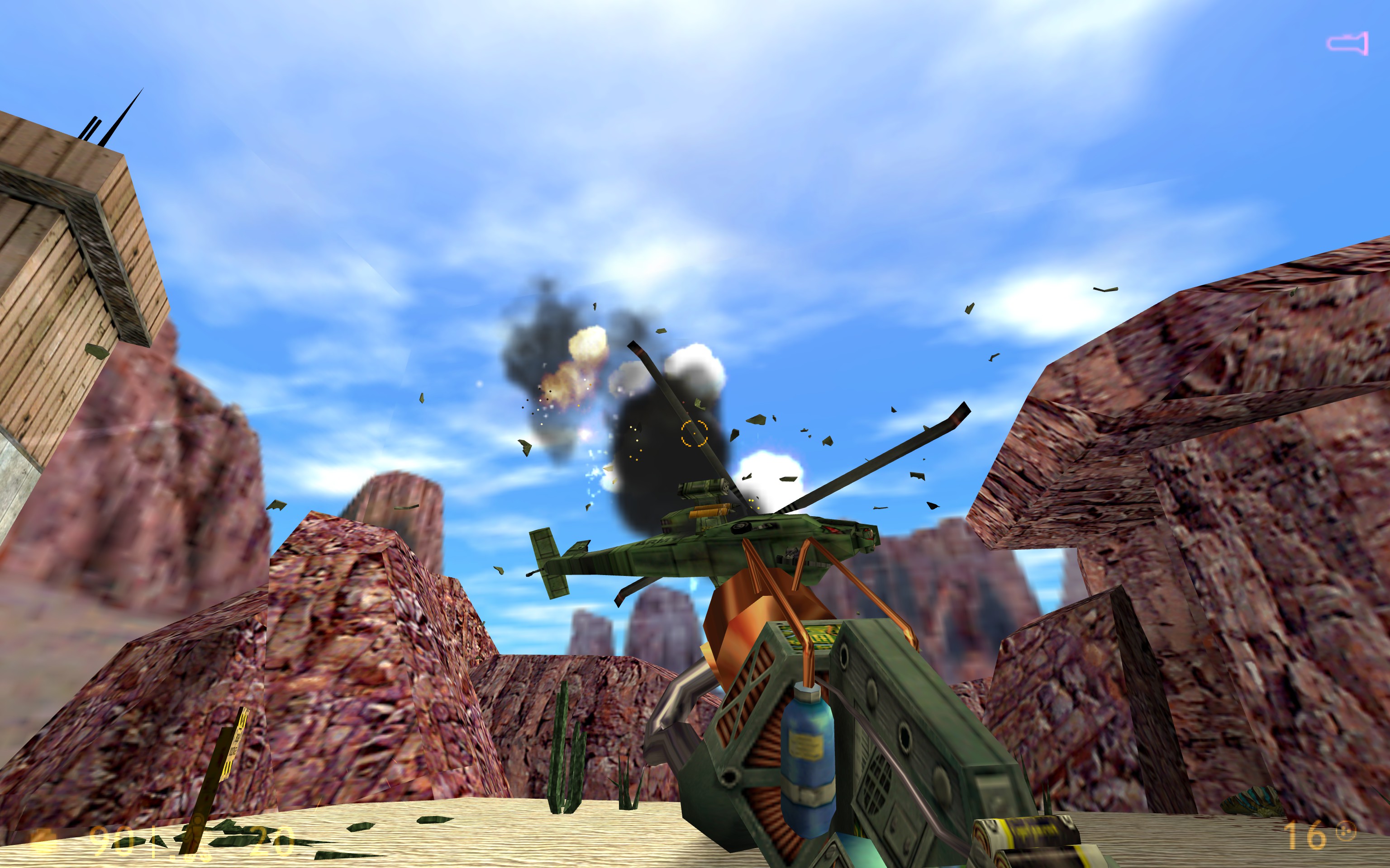 I just realized you can blow up the first helicopter in Surface Tension