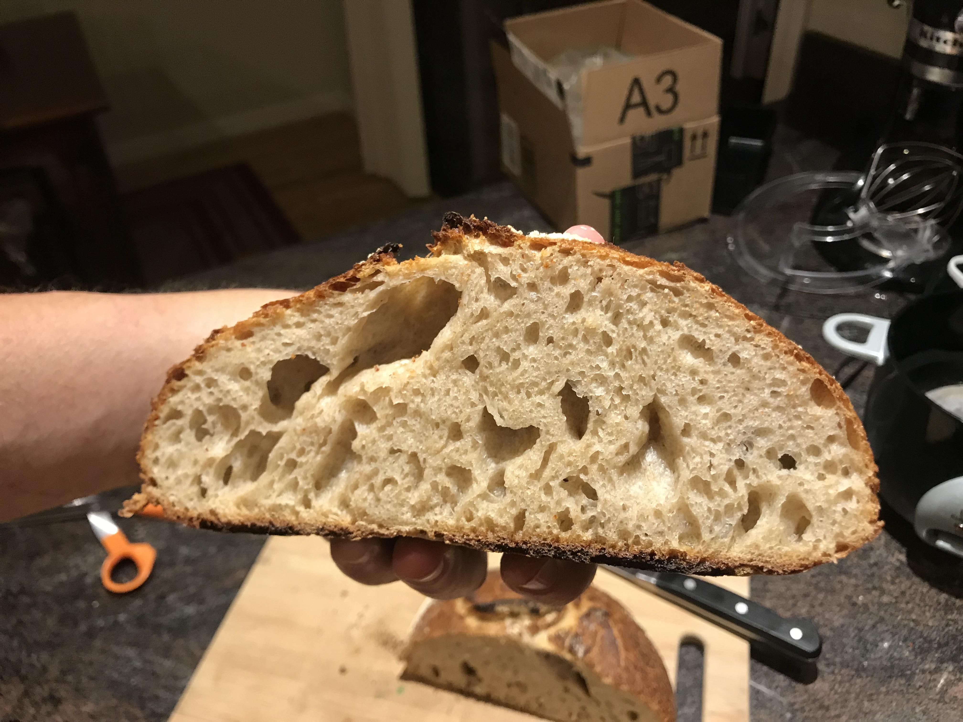 First sourdough. What’s up with the huge bubbles? Breadit
