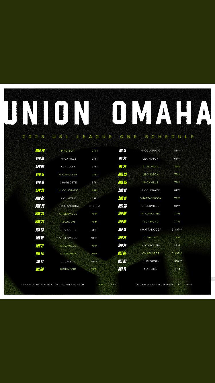 Union Omaha 2023 Schedule r/UnionOmaha