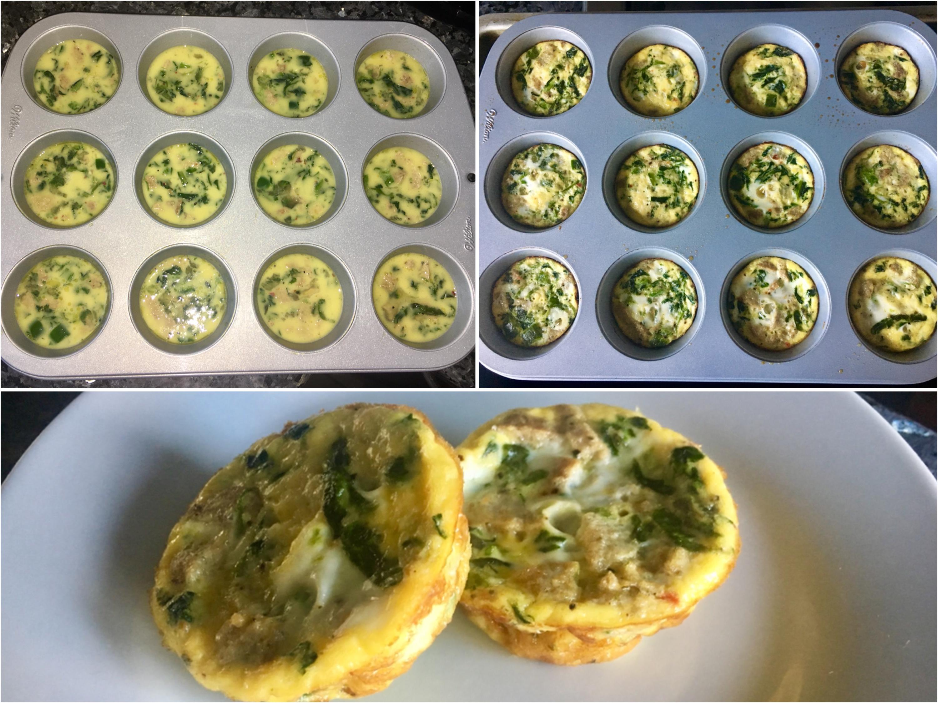 50 Cal Spinach & Turkey Sausage Egg Muffin Cups (Spicy Optional