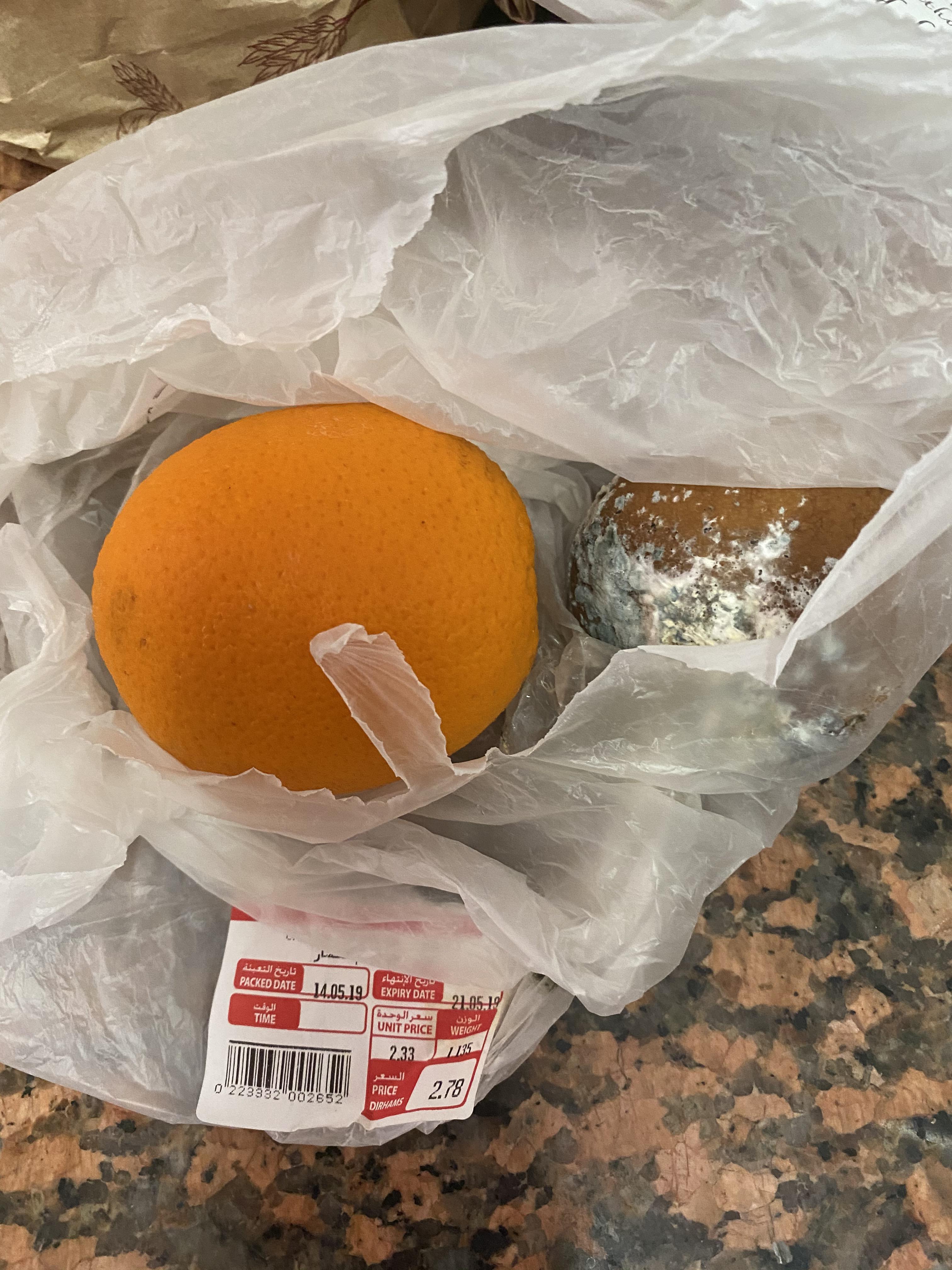 Found 2 oranges in my fridge from may 2019 and one is rotten while