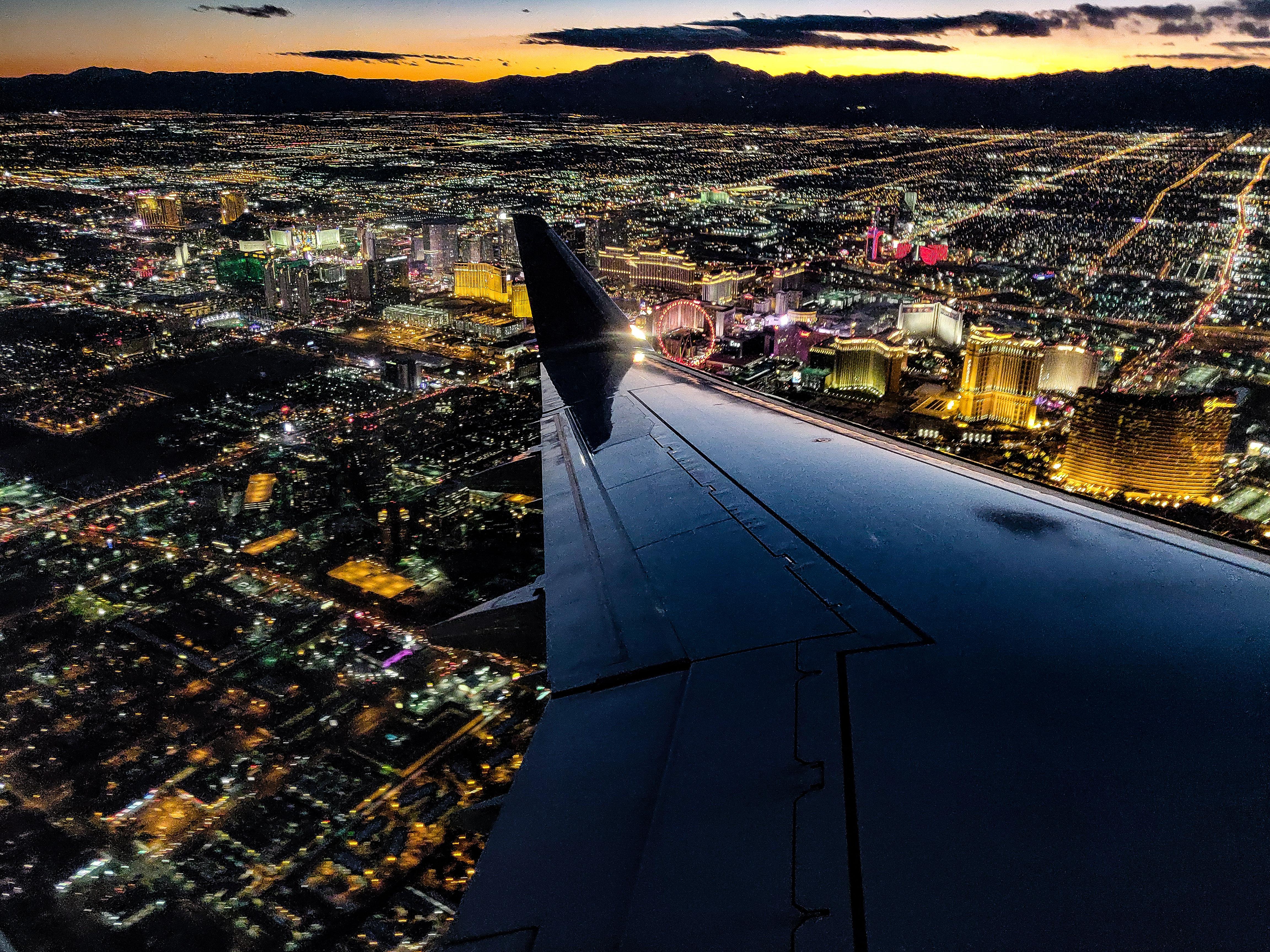 Las Vegas At Night From Plane