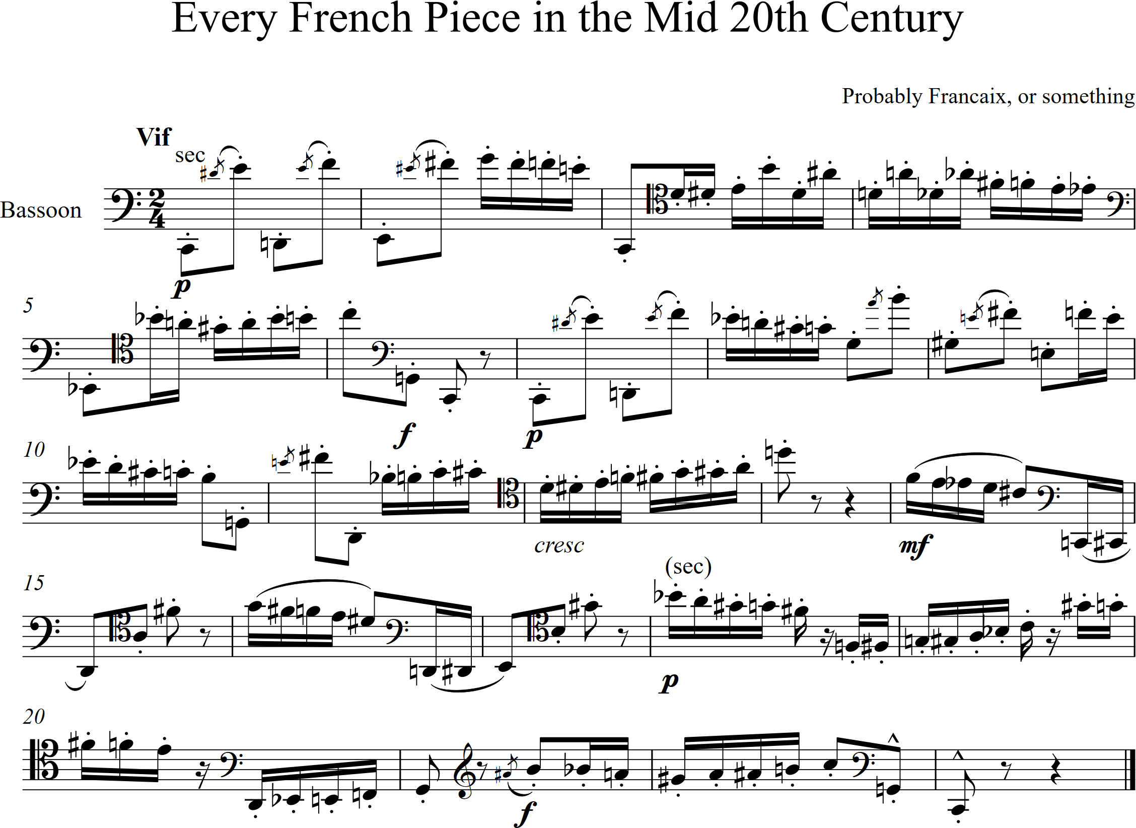 Every French Piece in the mid20th century, bassoon part (solo or