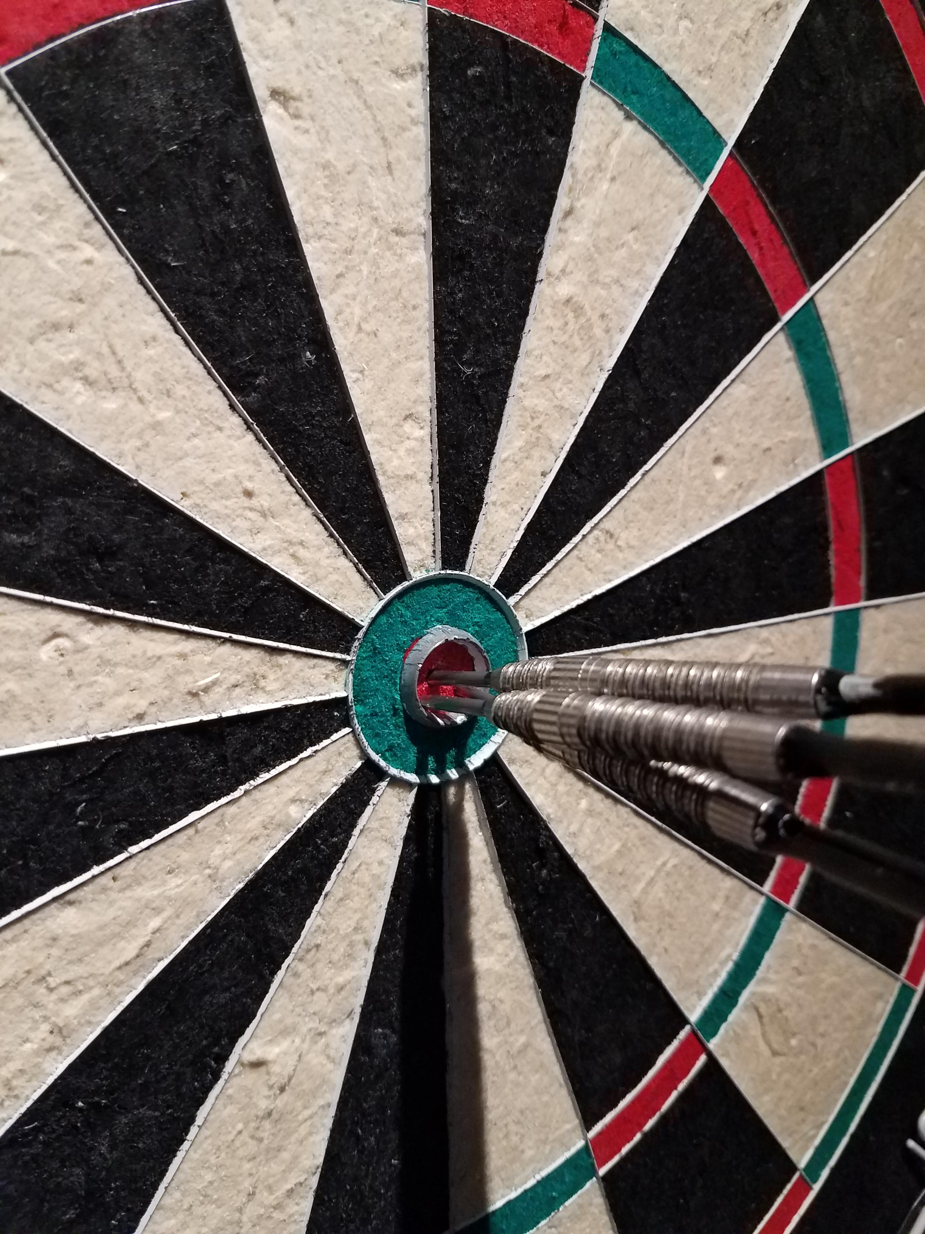 6 bull during practice. 23g Harrows Atomic. Darts