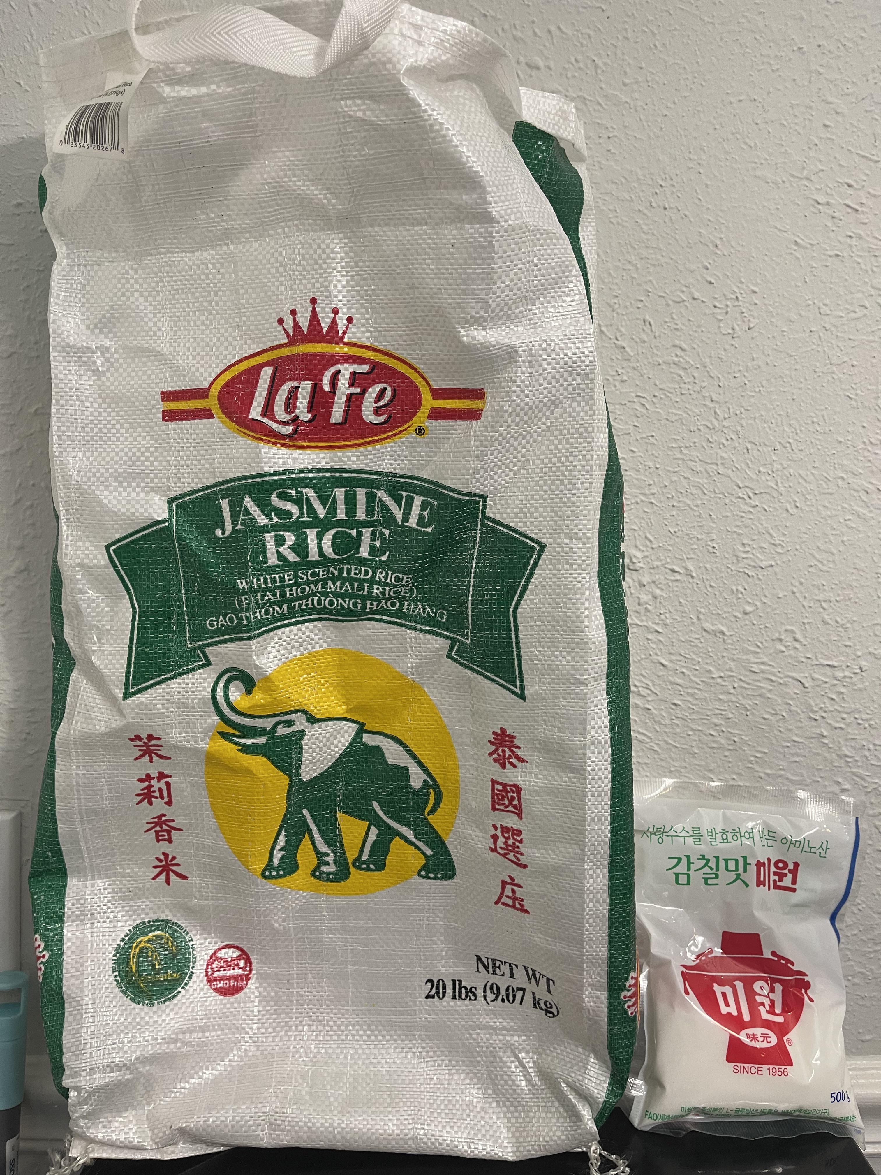 Finished my first 20 lb bag of rice today thanks to Uncle Roger! (MSG