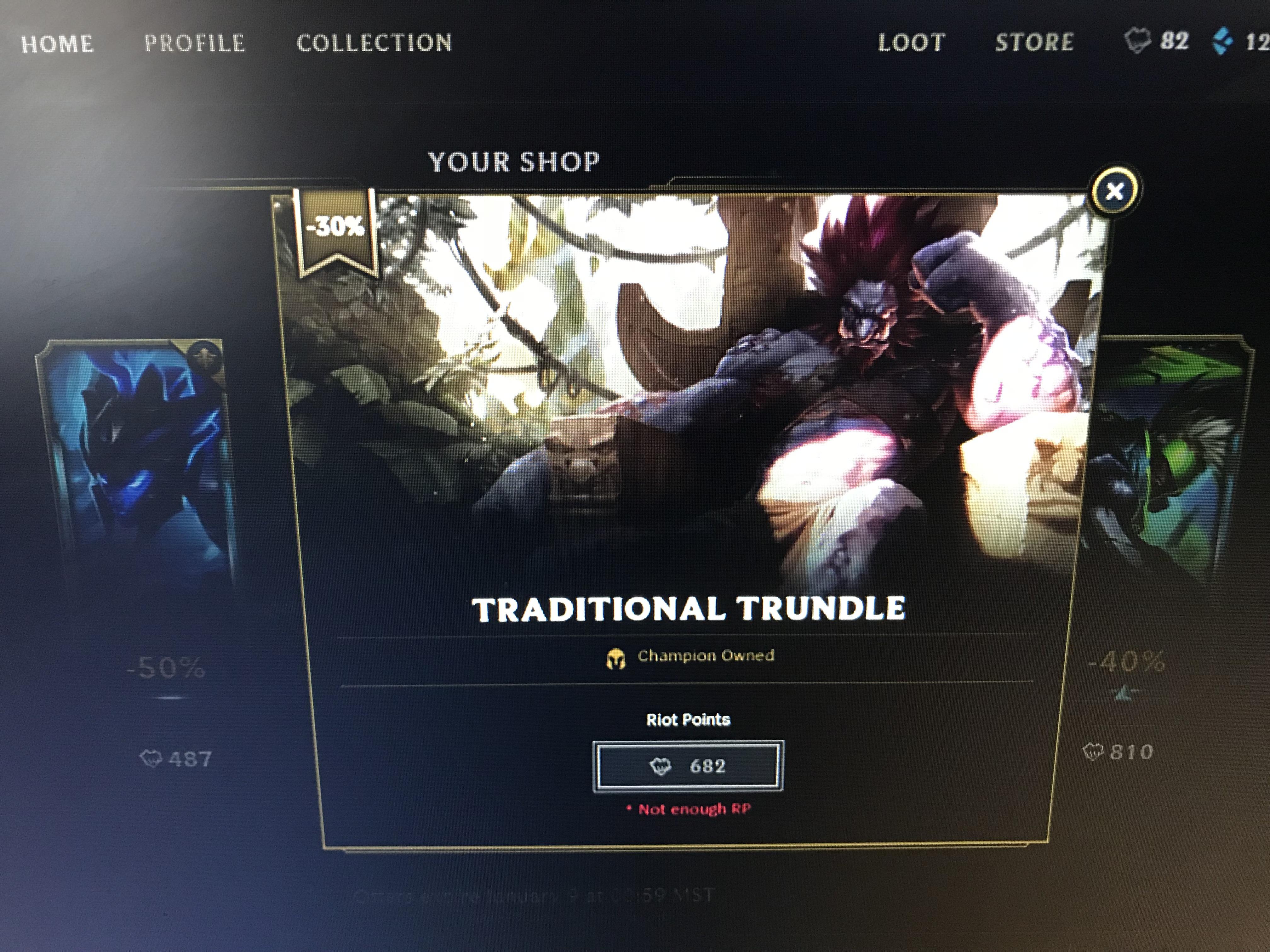 Traditional Trundle skin in the “Your Shop” holiday sale Rarity? r
