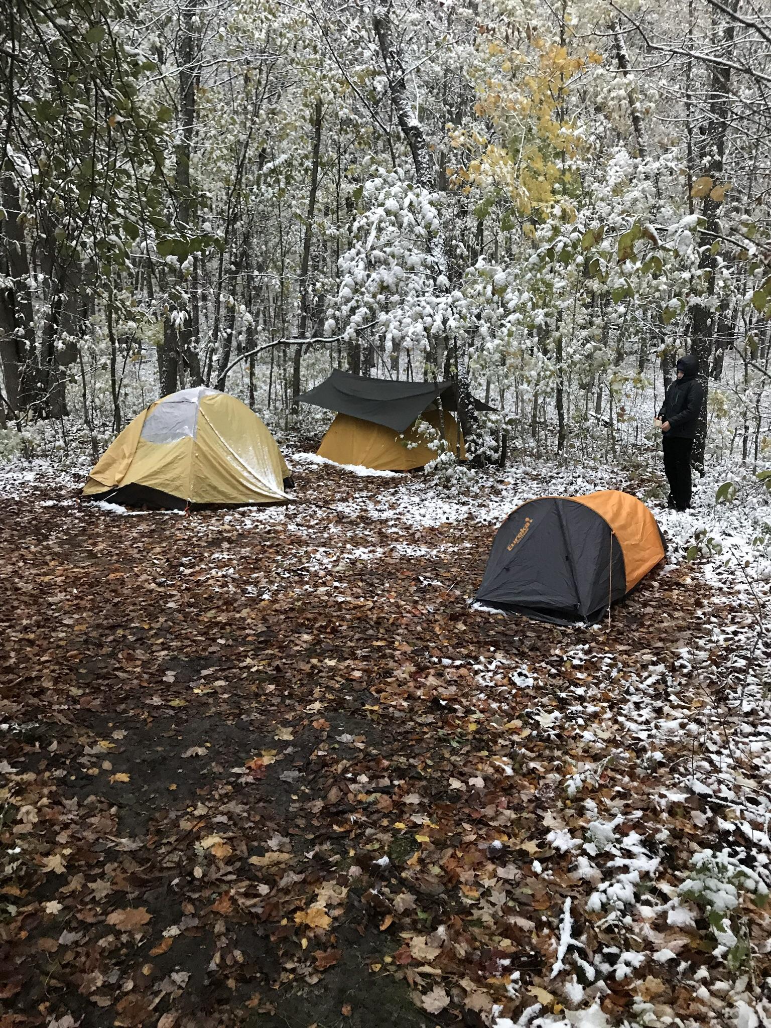 Cold morning at Pinney Bridge Campground, near Mancelona, MI r/camping