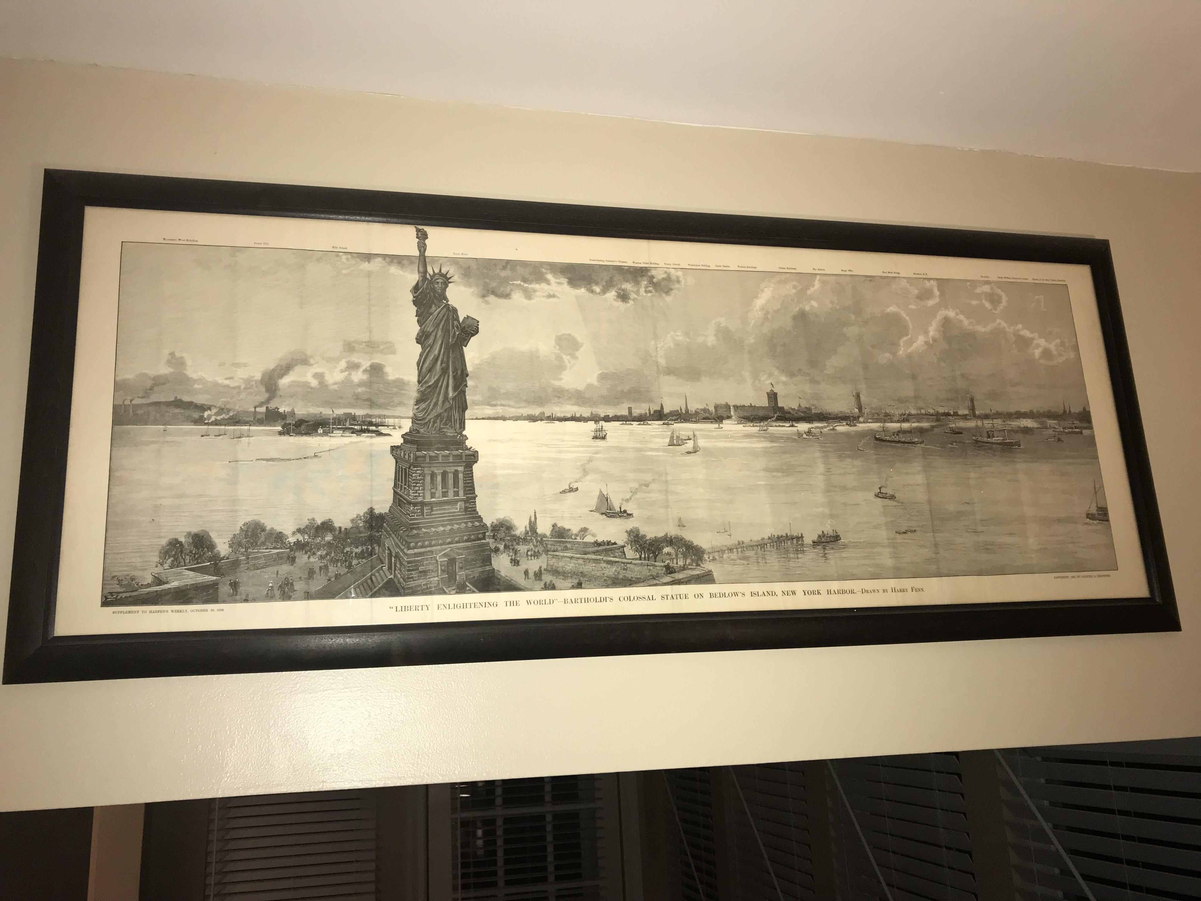 Statue of Liberty newspaper print from Harpers Weekly dated October 22nd 1886 (2 days after