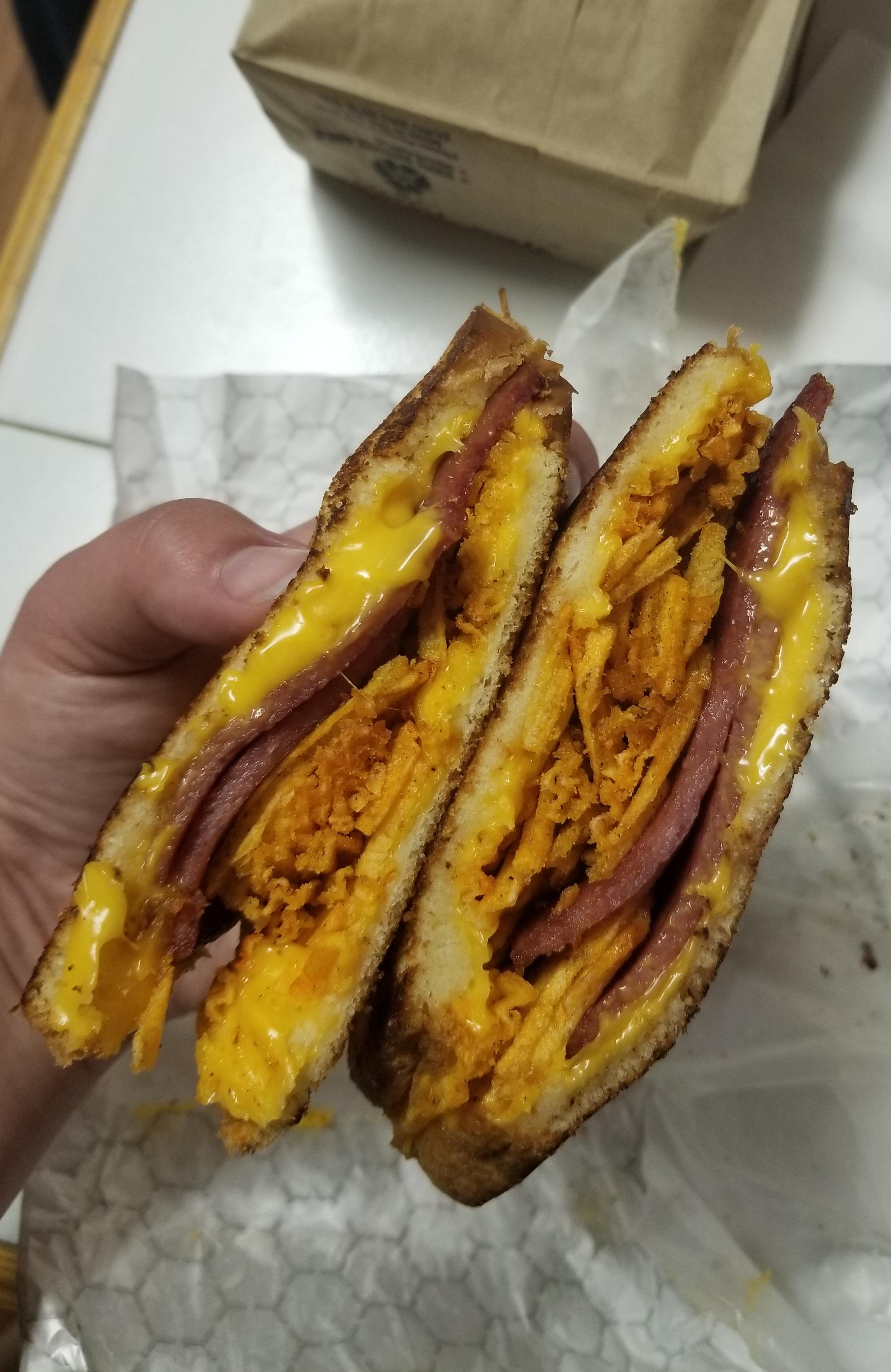 [i ate] Taylor ham, american cheese, and bBQ chips r/food