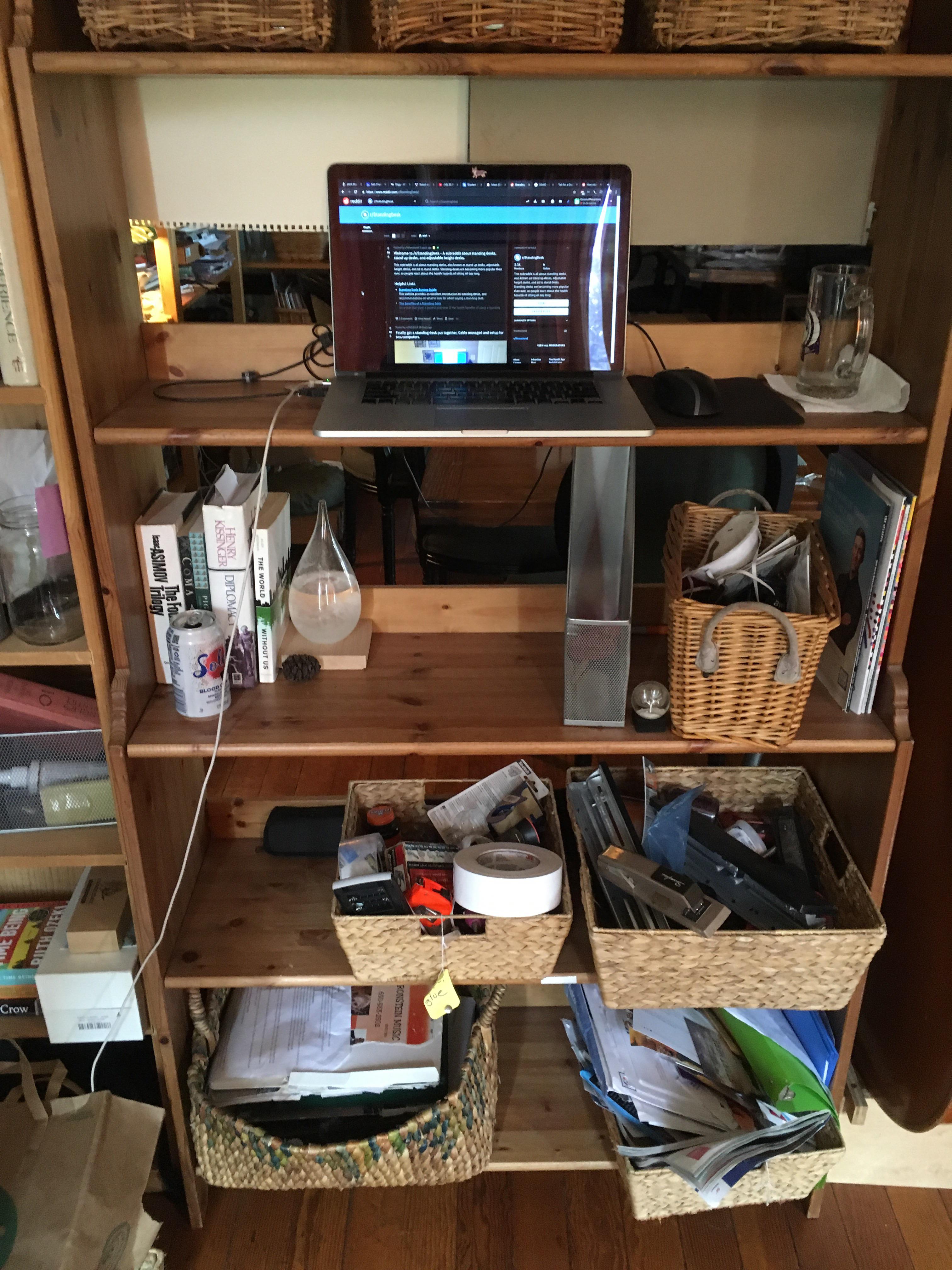 I put my laptop on a shelf. It’s not fancy, but it’ll keep me from