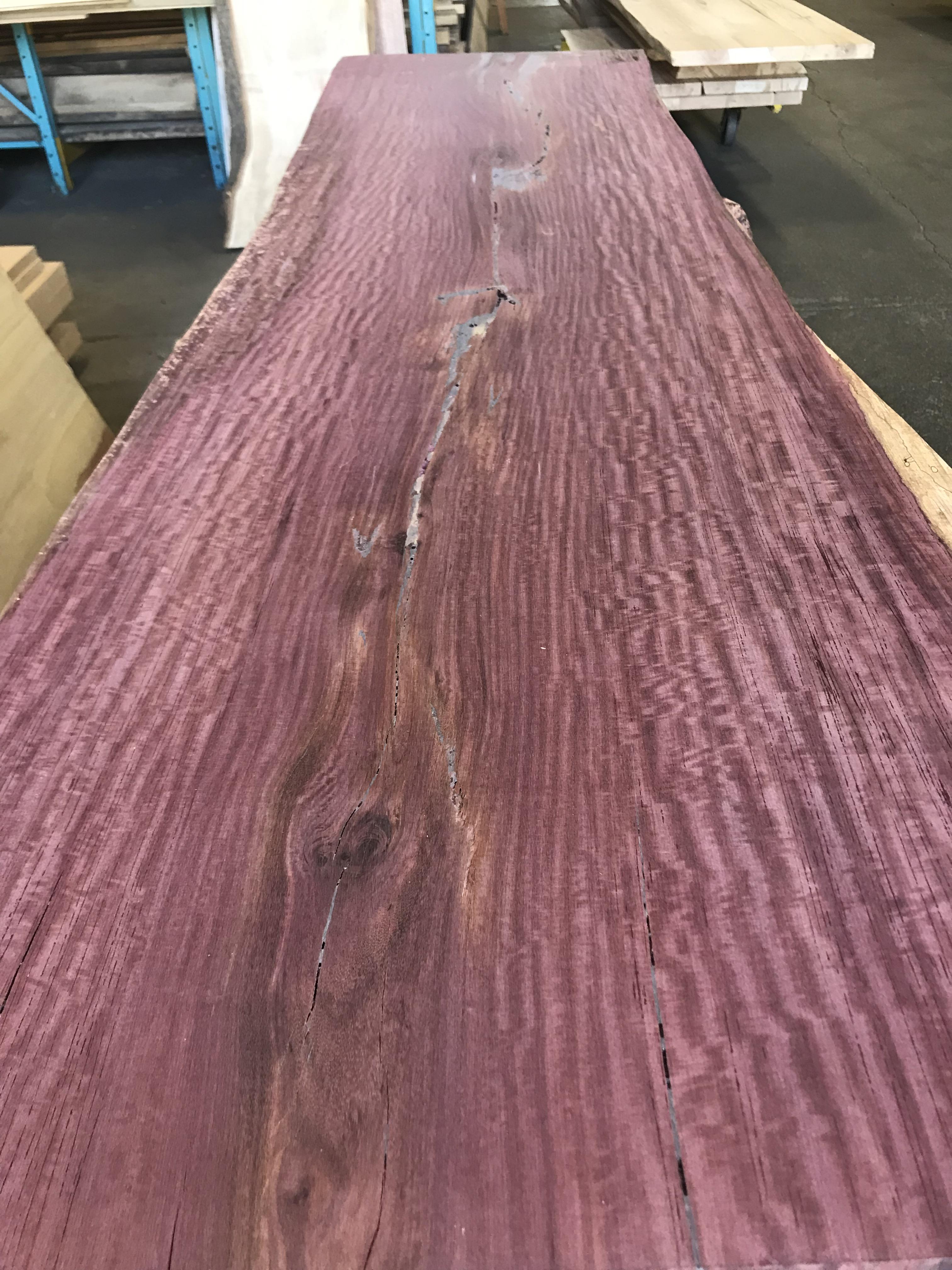 Here’s another purpleheart slab y’all might like. Beeswing pattern goes