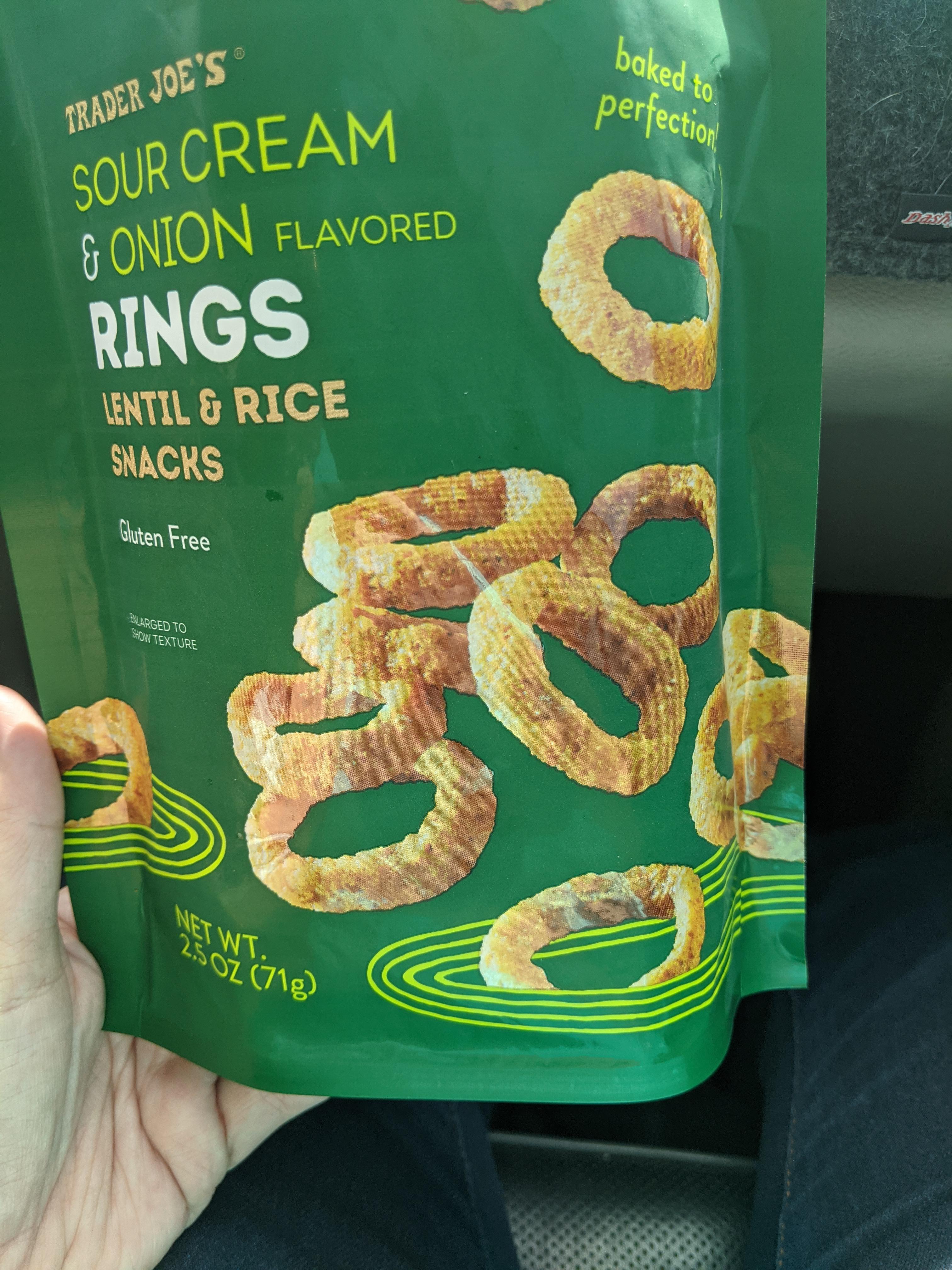 Sour Cream & Onion Rings (lentils & rice) We thought we were getting