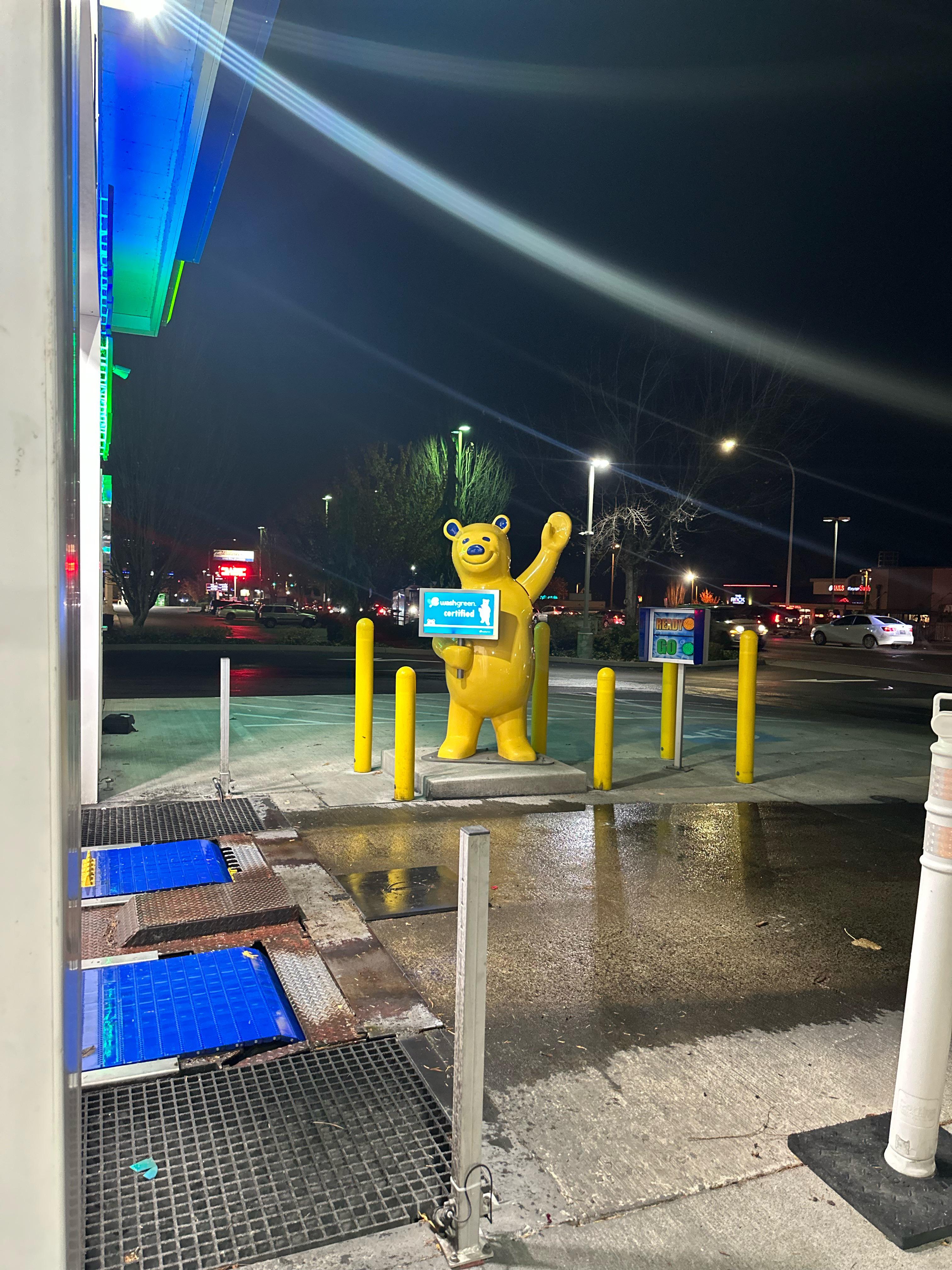 Is anyone else confused? Why is the Brown Bear Car Wash a yellow bear