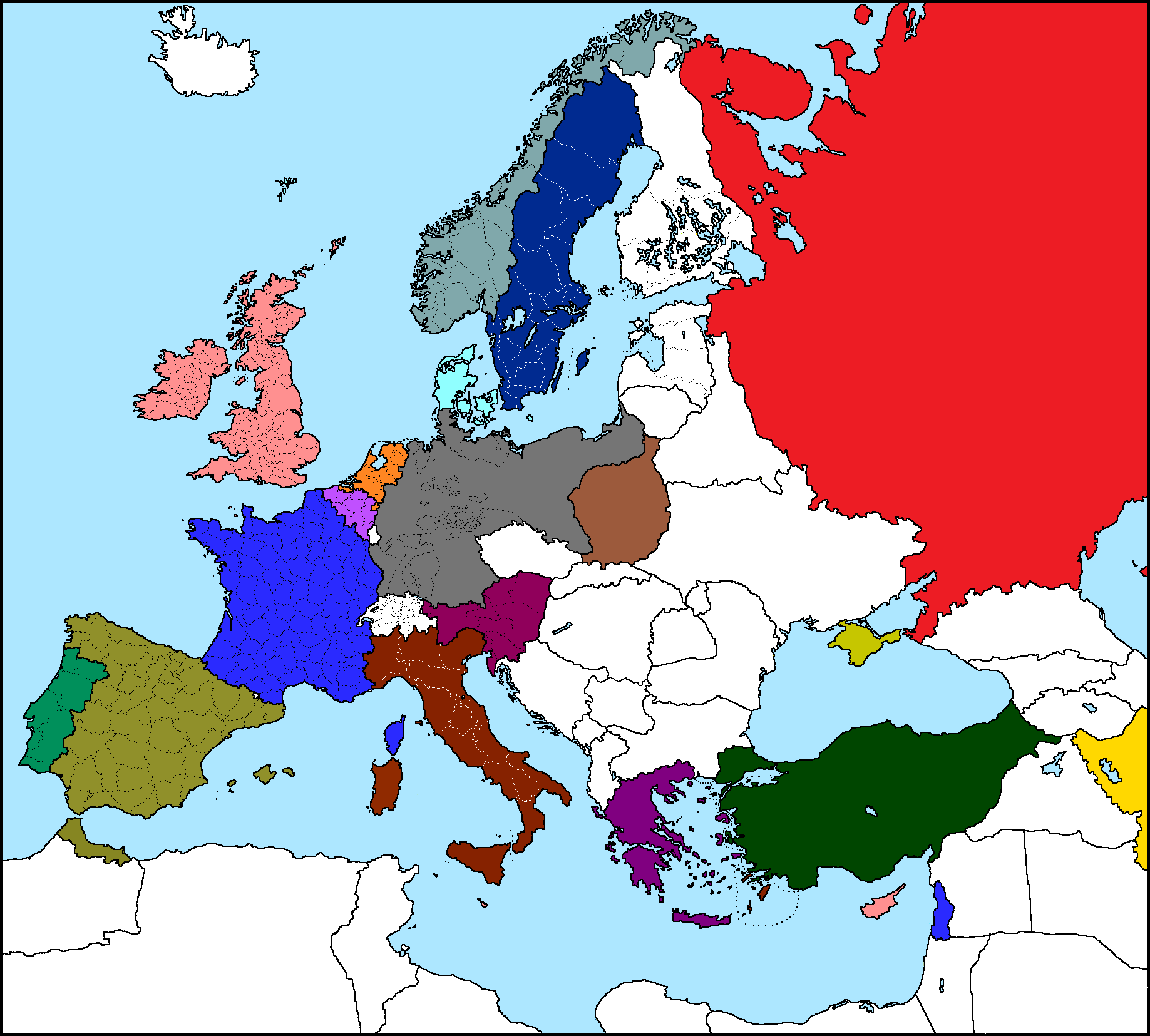 Kaart Europa 1960 Europe 1960, shortly after the desolution of AustriaHungary